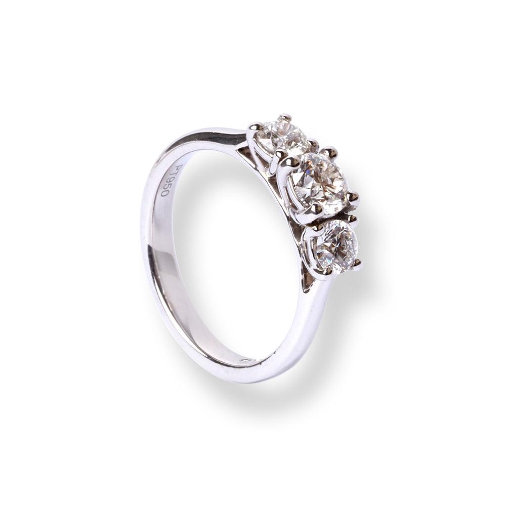 Platinum Ring with Three Round Brilliant Diamonds LR-6719