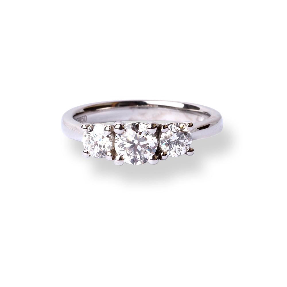 Platinum Ring with Three Round Brilliant Diamonds LR-6719 - Minar Jewellers