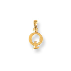 'Q' 22ct Gold Minimal Initial Pendant P-7037-Q - Minar Jewellers