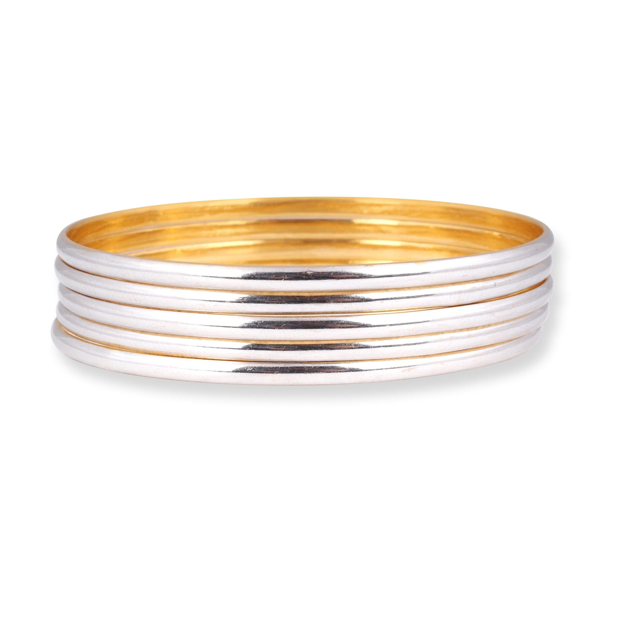 Set of Five 22ct Gold Bangles with Rhodium Plating B-5426