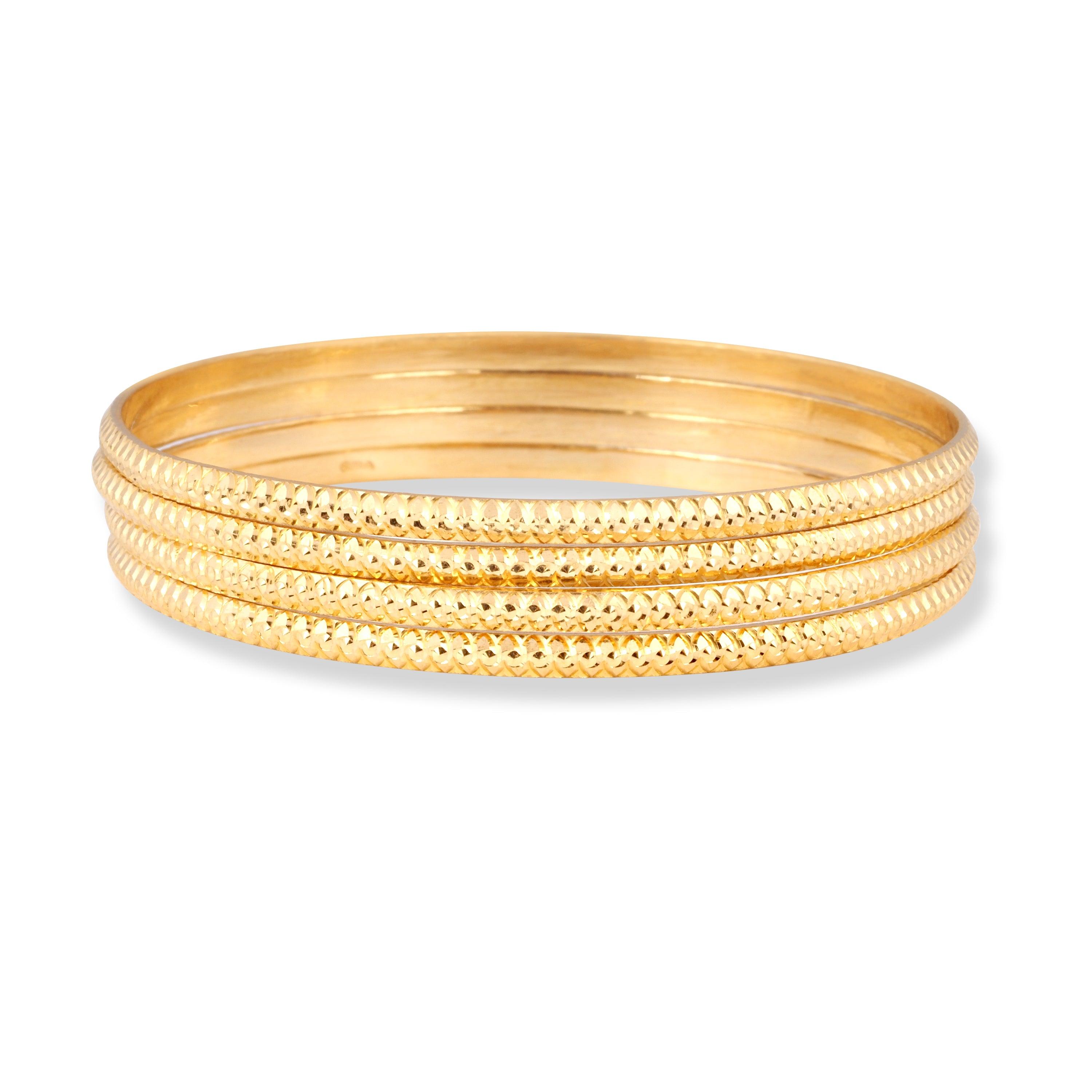 Set of Four 22ct Gold Bangles with Diamond Cut Design B-8563 - Minar Jewellers