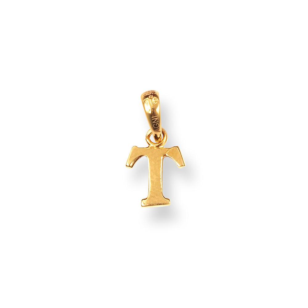 'T' 22ct Gold Minimal Initial Pendant P-7037-T - Minar Jewellers