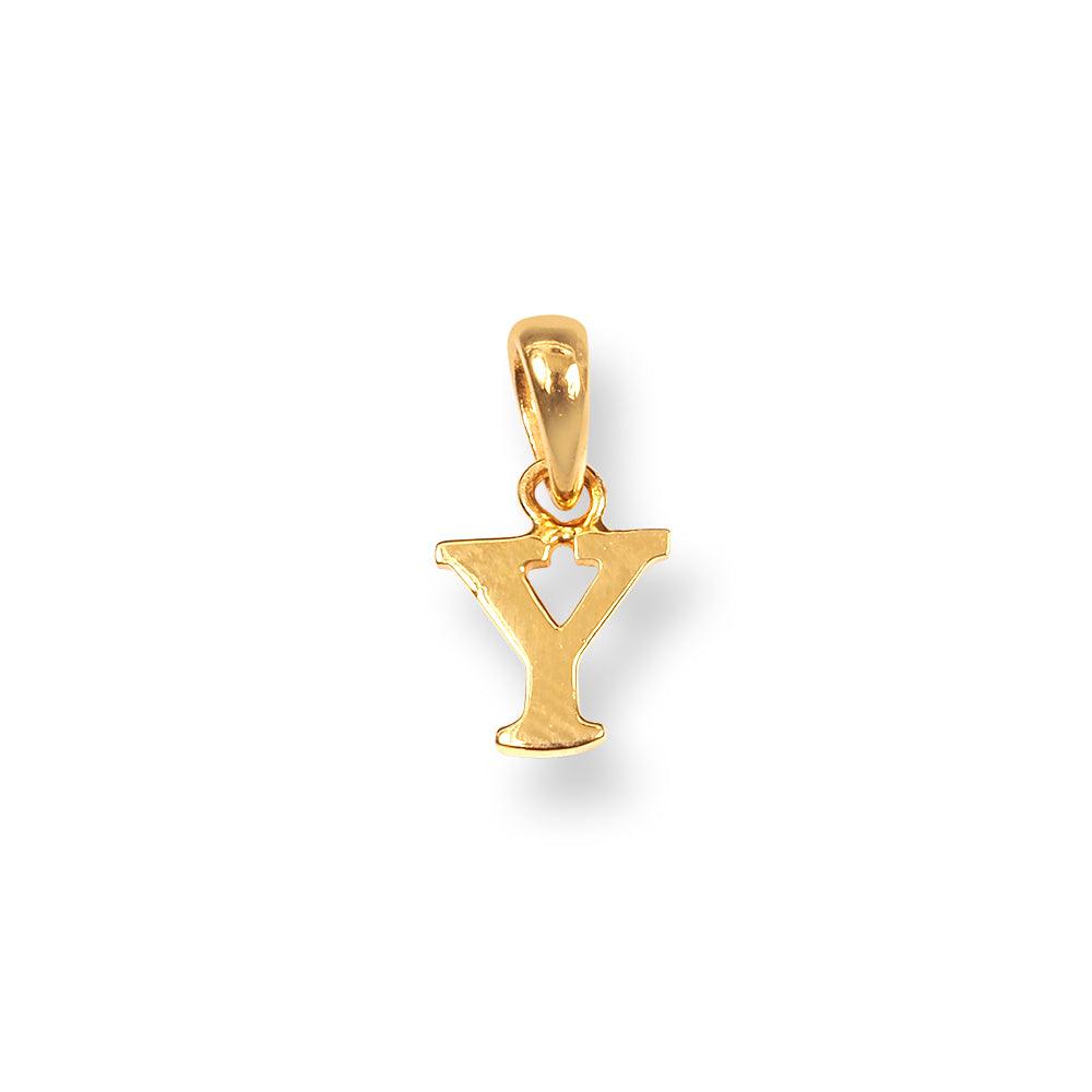 'Y' 22ct Gold Minimal Initial Pendant P-7037-Y - Minar Jewellers