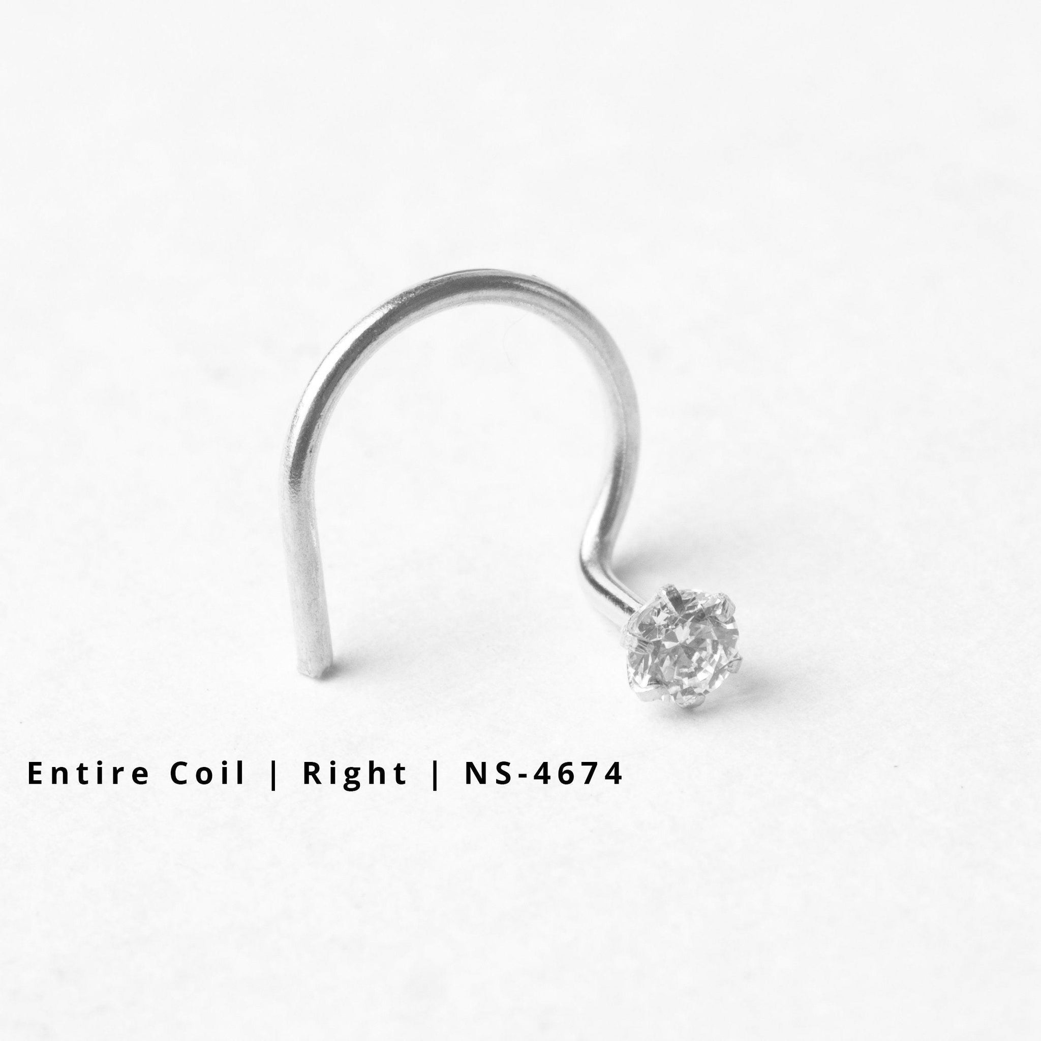 18ct Gold Nose Stud wire coil back with a Cubic Zirconia Stone (2mm - 4.5mm)