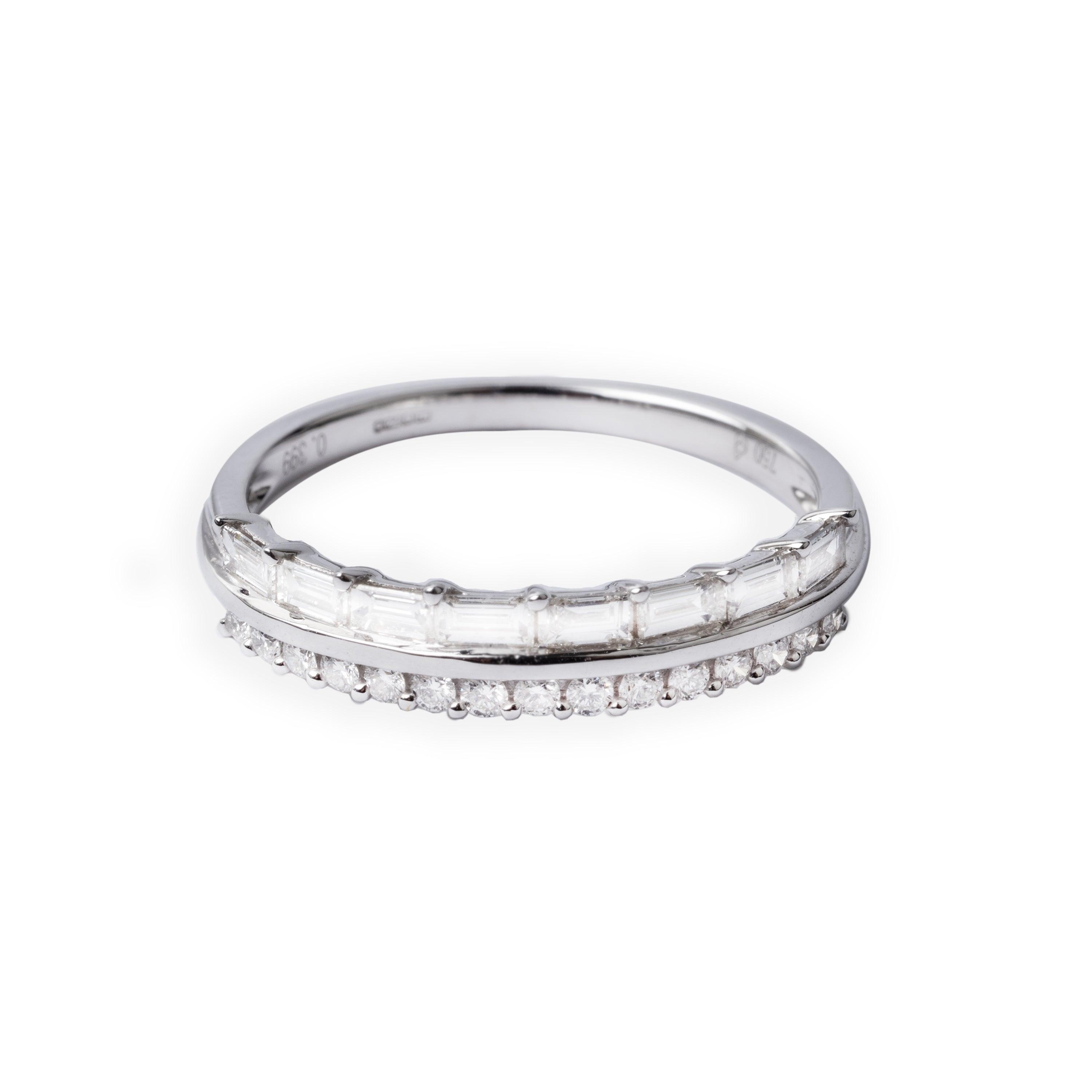 18ct White Gold Diamond Eternity Ring with Round & Baguette Cut Diamonds AR45615-7 - Minar Jewellers