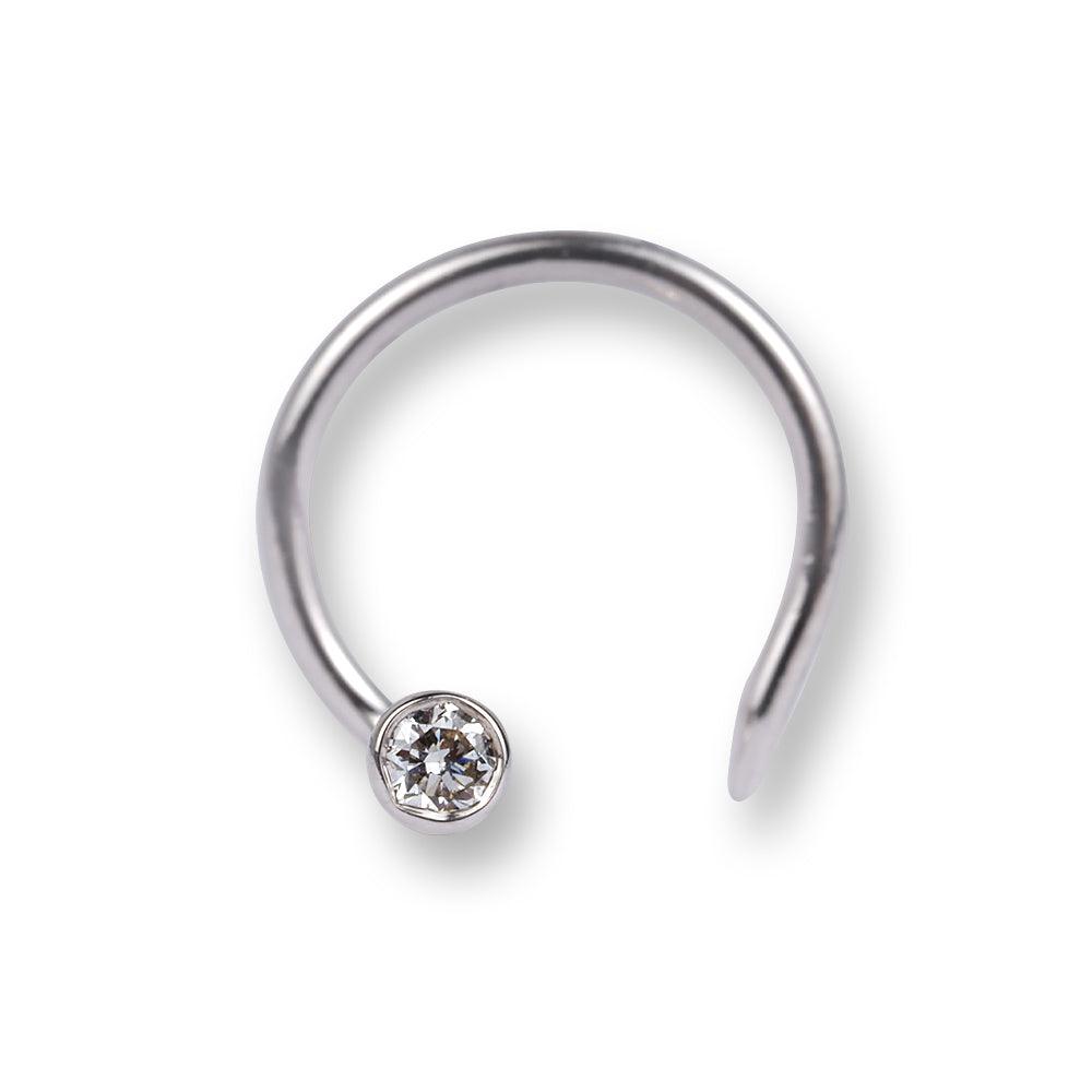 18ct Gold Diamond Wire Coil Back Nose Stud with Bezel (Rub Over) Setting MCS2510 MCS2511 MCS2512