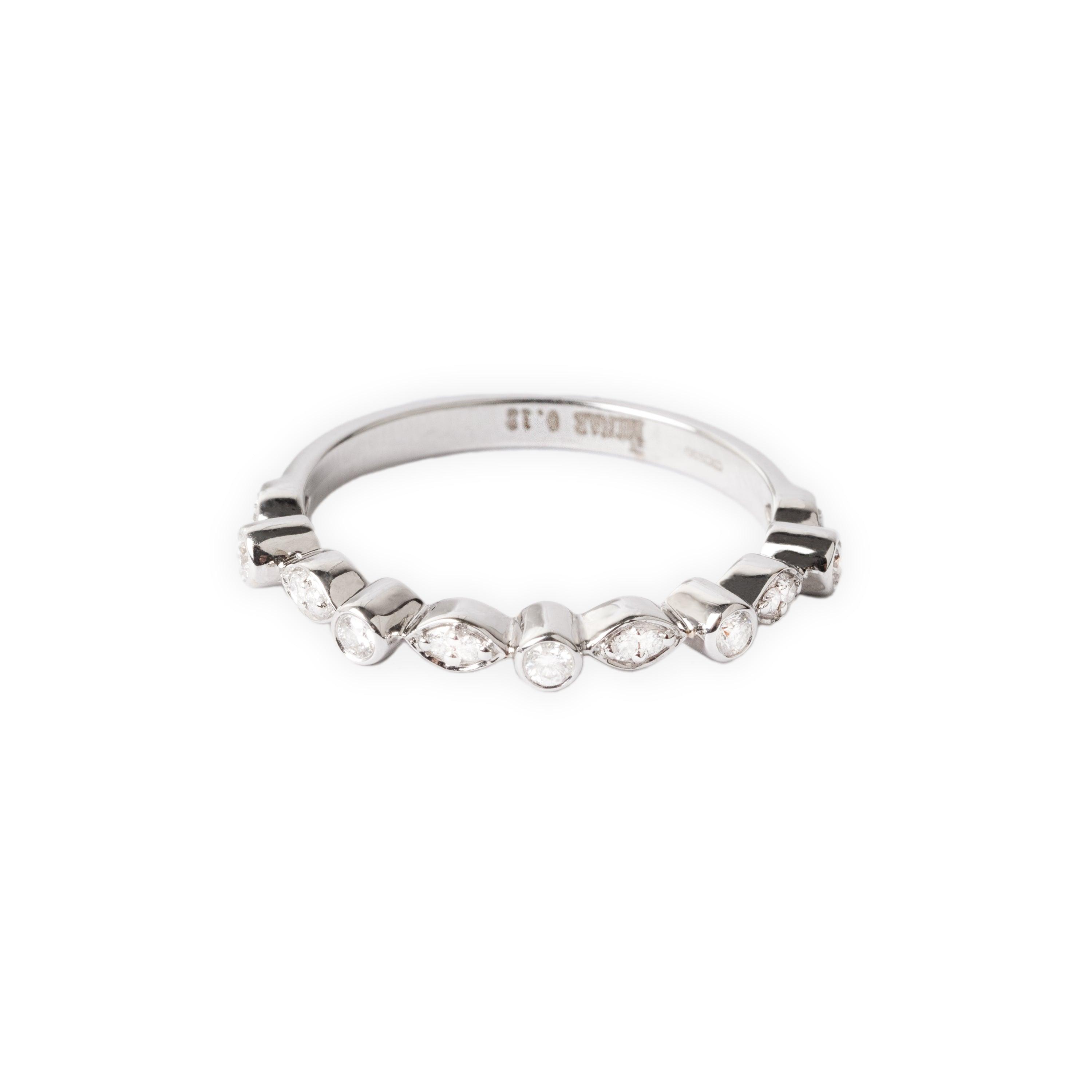 18ct White Gold Half-Eternity Diamond Ring with Bezel Setting MCS4675 - Minar Jewellers