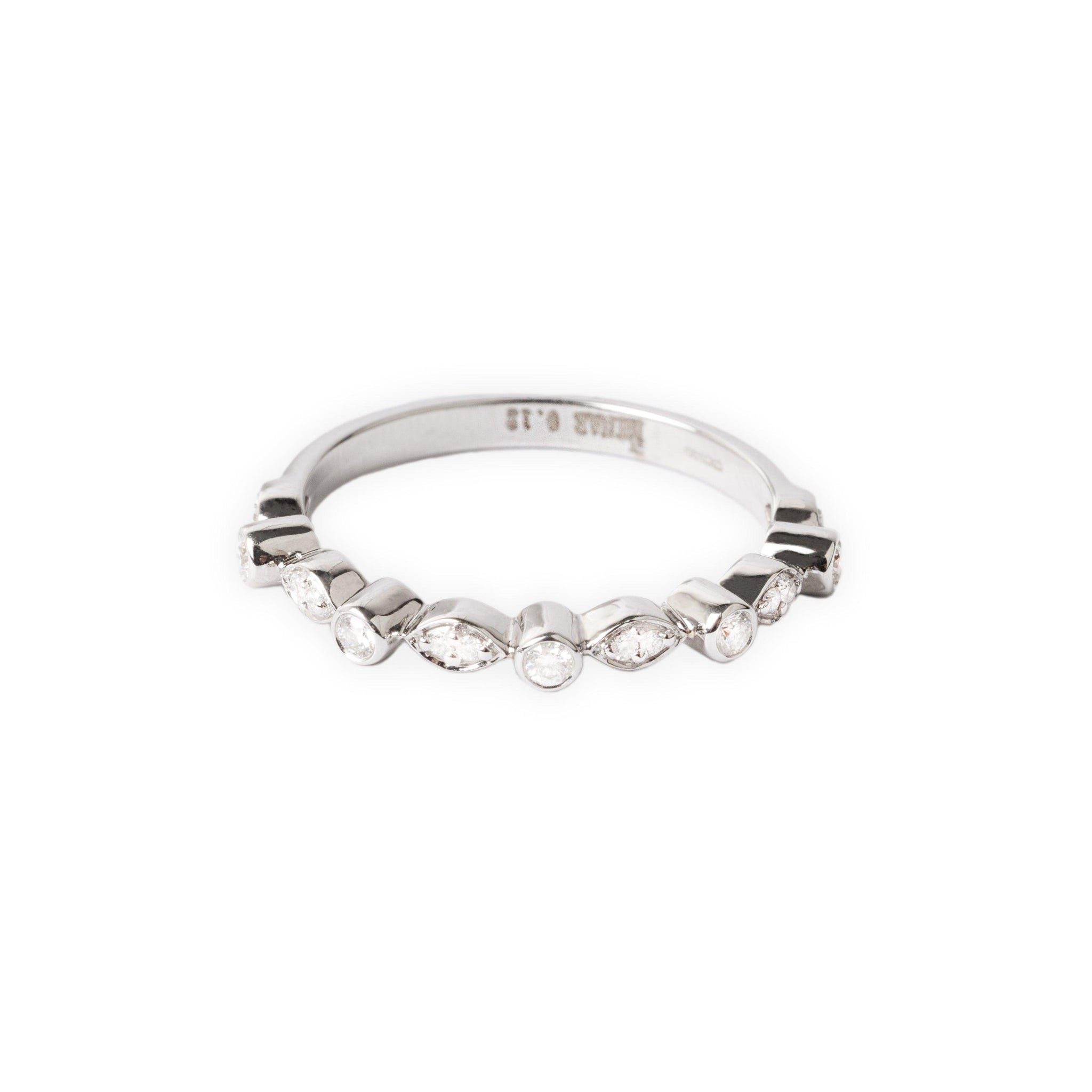 18ct White Gold Half-Eternity Diamond Ring with Bezel Setting MCS4675