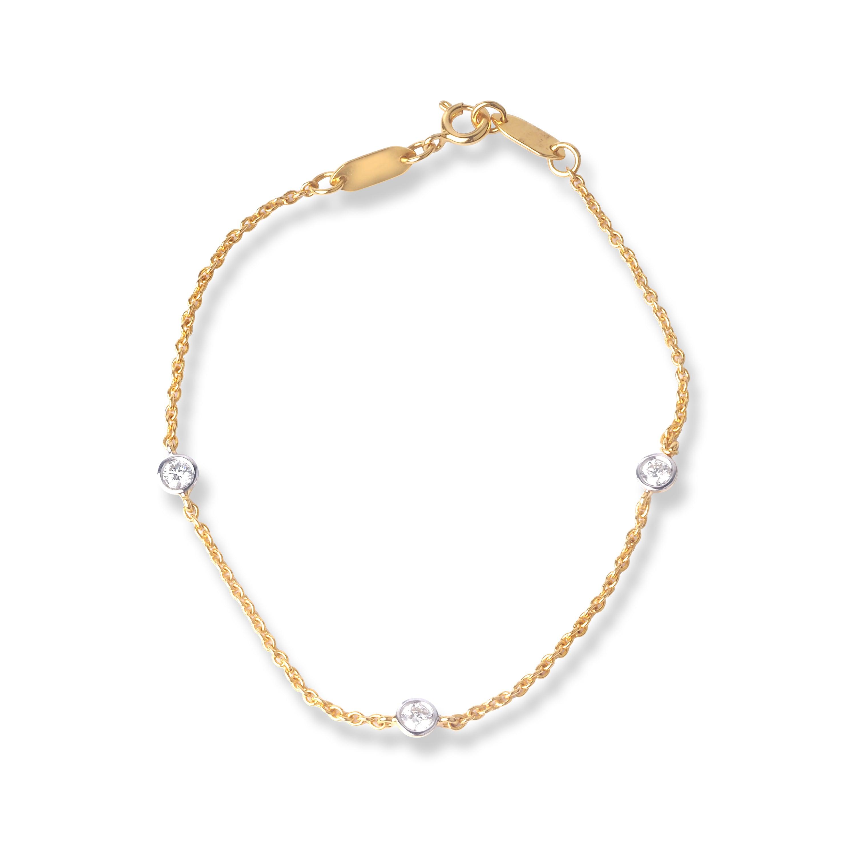 18ct Yellow Gold Bezel-Set Diamond Bracelet with Ring Clasp MCS6253 - Minar Jewellers