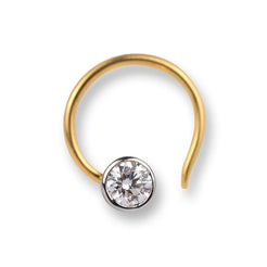18ct Gold Diamond Wire Coil Back Nose Stud with Bezel (Rub Over) Setting MCS2510 MCS2511 MCS2512 - Minar Jewellers