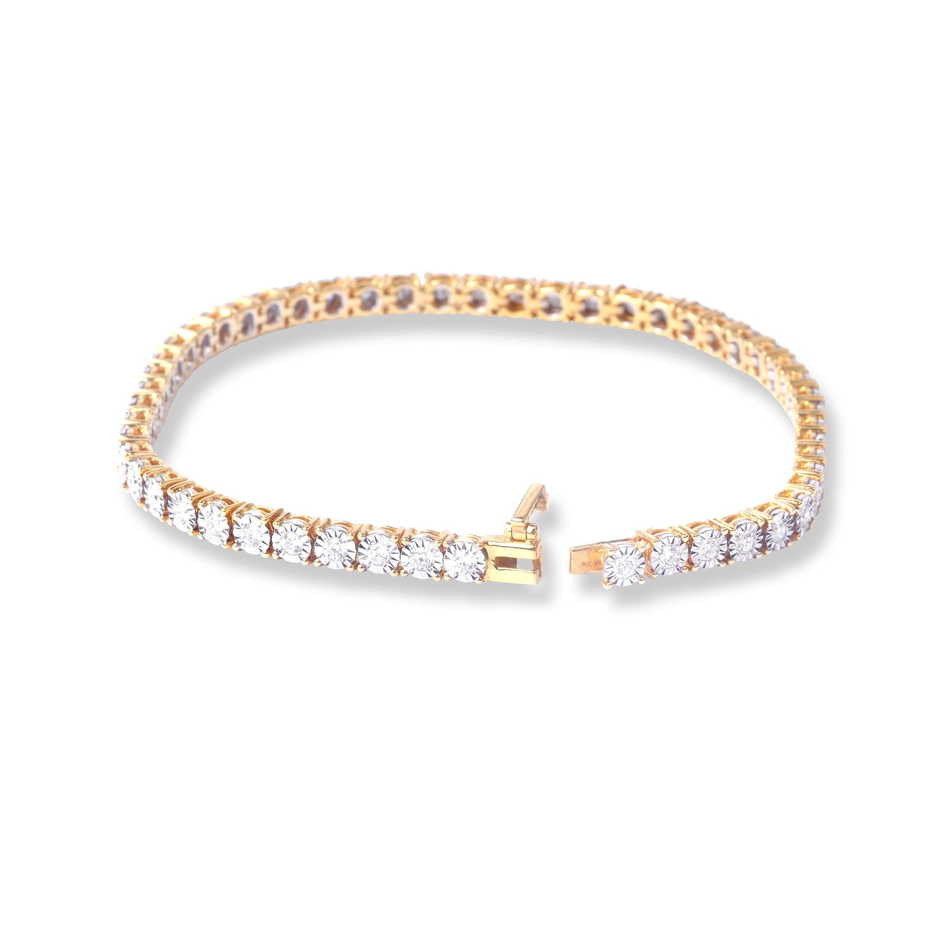 18ct Yellow Gold Diamond Tennis Bracelet with Box Clasp MCS4852 - Minar Jewellers