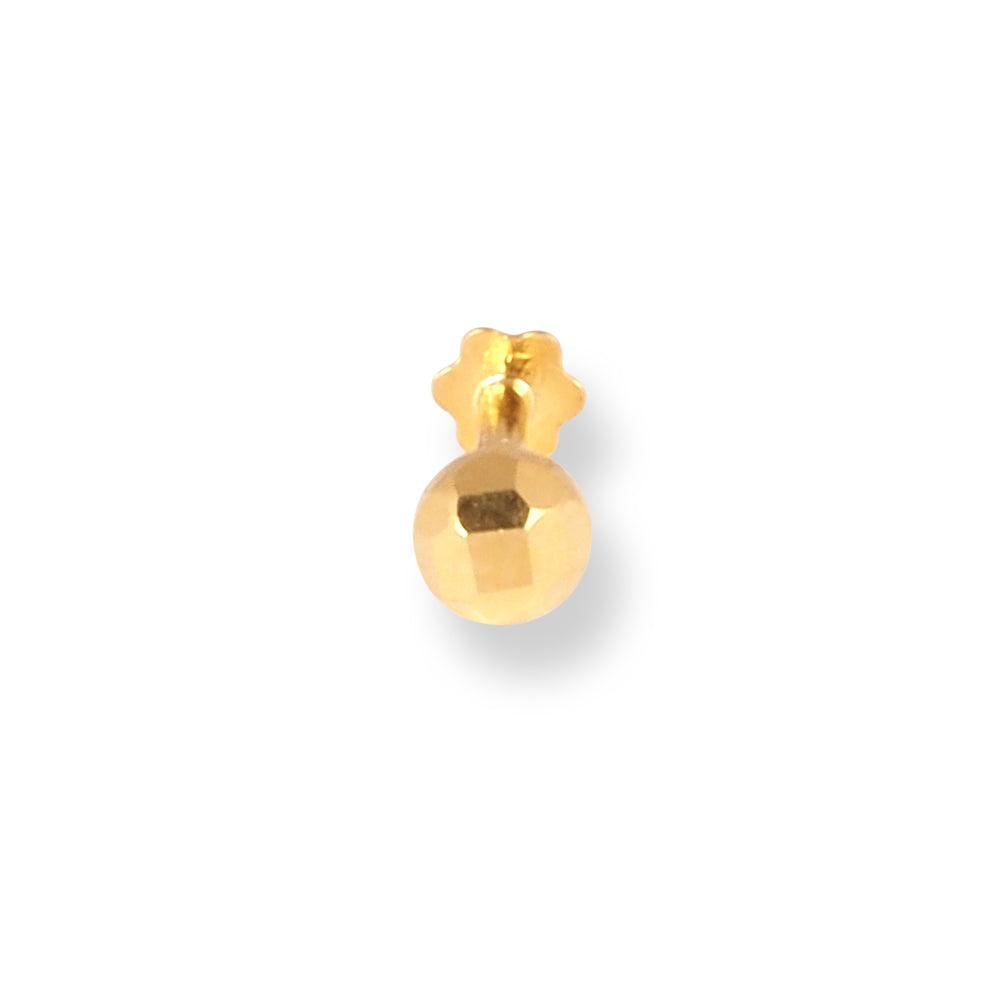 18ct Yellow Gold Screw Back Nose Stud with a Faceted Finish (2.35mm - 3.65mm) NS-2954