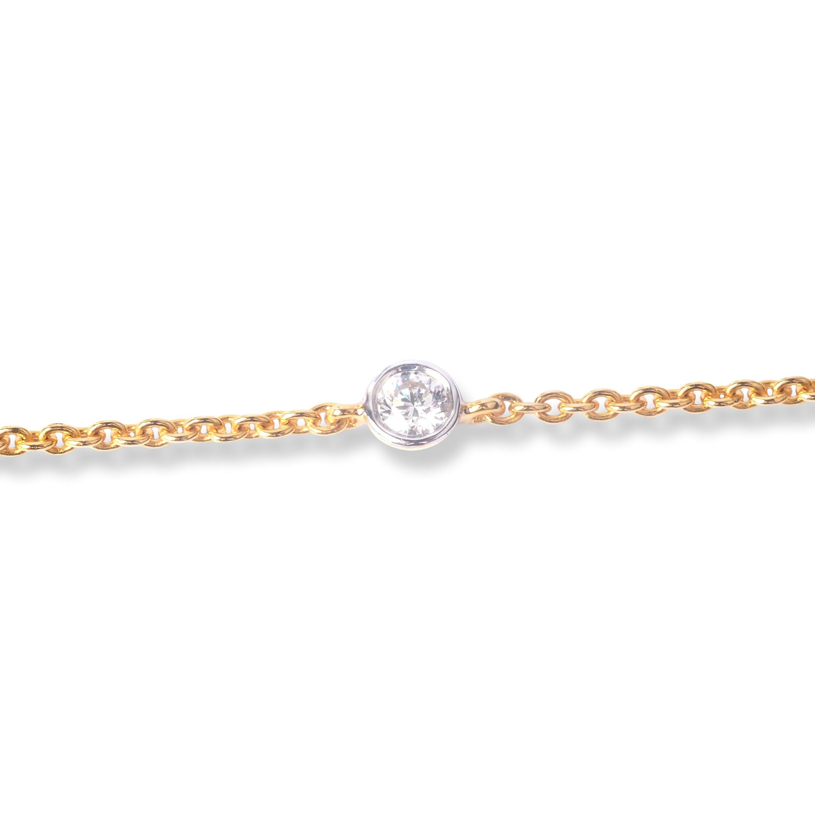 18ct Yellow Gold Solitaire Diamond Bracelet with Ring Clasp MCS6255 - Minar Jewellers