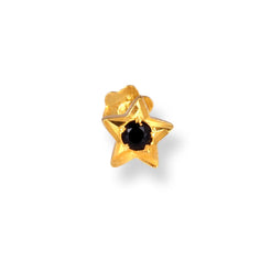 18ct Yellow Gold Star Shaped Screw Back Nose Stud with Cubic Zirconia Stone NS-4360SB - Minar Jewellers