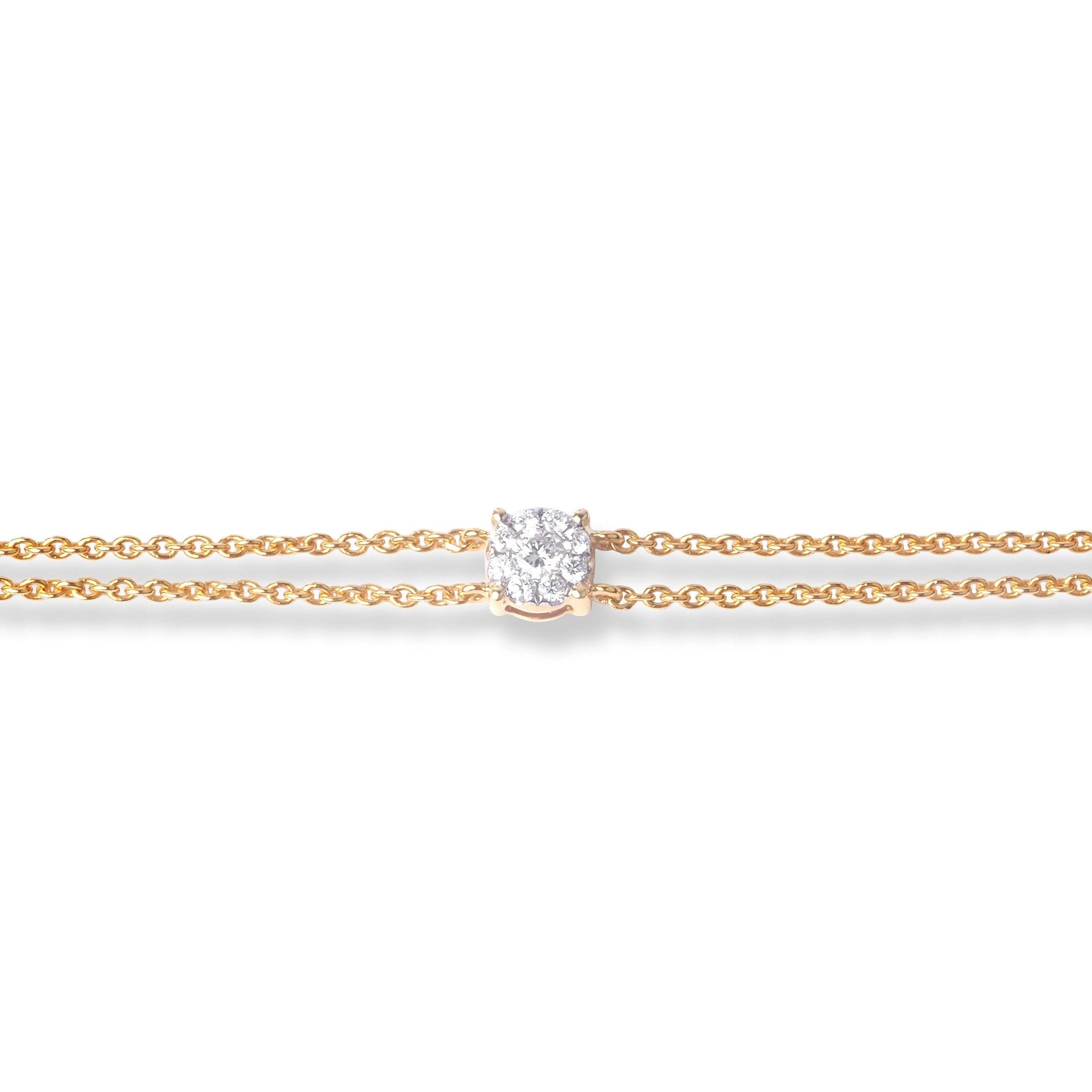 18ct Yellow Gold Two-Row Cluster Diamond Bracelet with Ring Clasp MCS6258