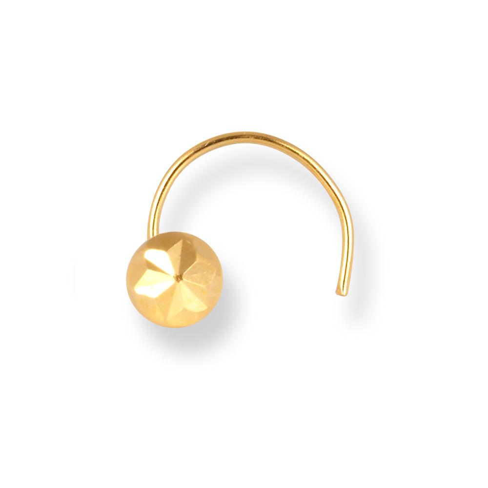 18ct Yellow Gold Wire Coil Back Nose Stud with Diamond Cut Design (2.75mm - 4.25mm) NIP-3-970