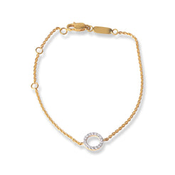 18ct Gold Diamond Circle Design Adjustable Bracelet with Lobster Clasp MCS6257 - Minar Jewellers