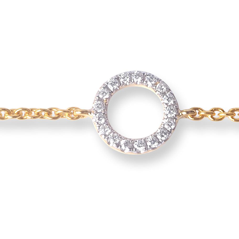 18ct Gold Diamond Circle Design Adjustable Bracelet with Lobster Clasp MCS6257