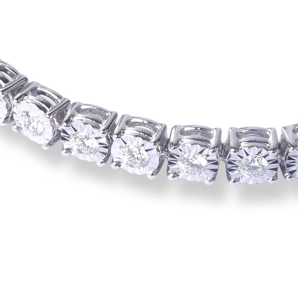 18ct White Gold Diamond Tennis Bracelet with Box Clasp MCS4847