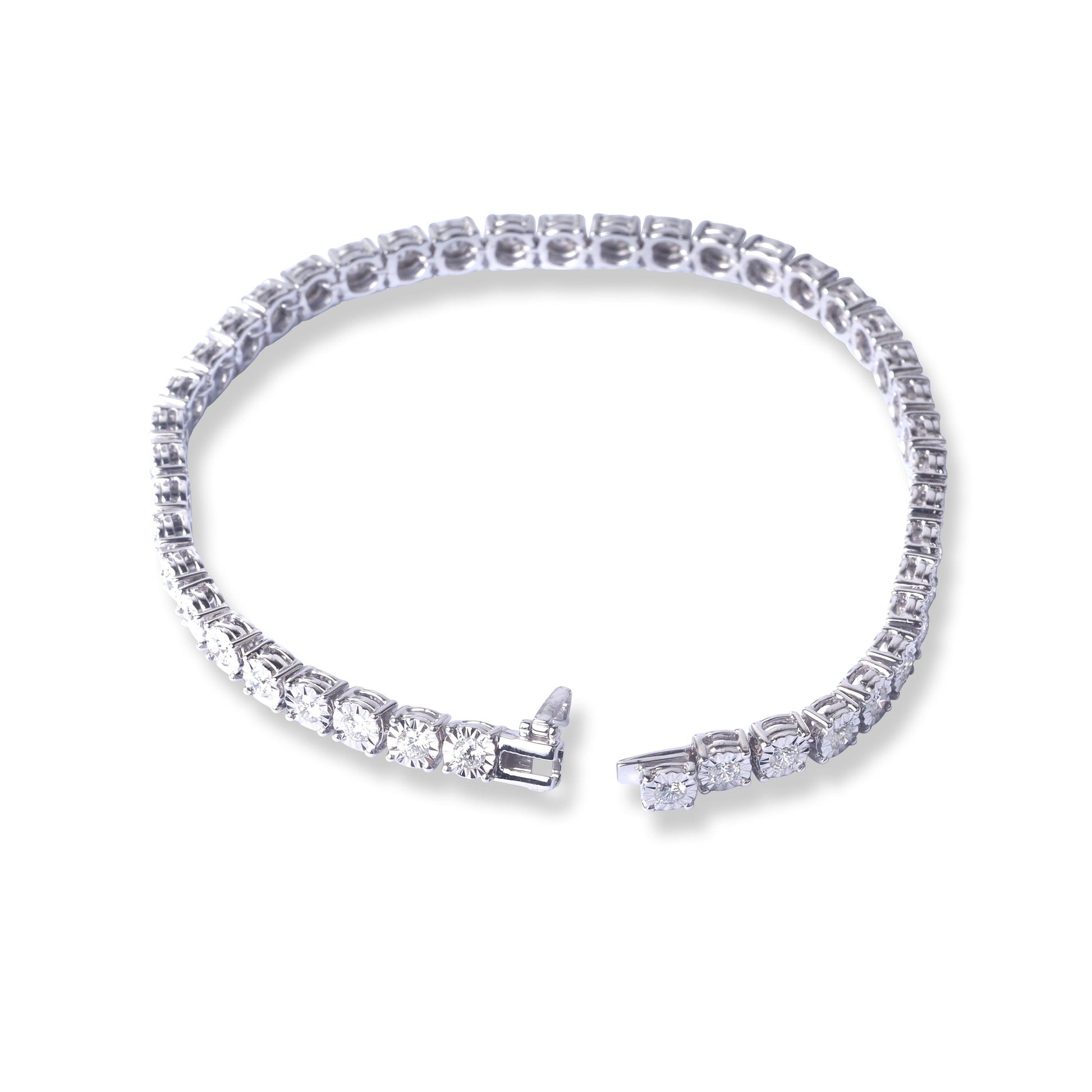 18ct White Gold Diamond Tennis Bracelet with Box Clasp MCS4847 - Minar Jewellers