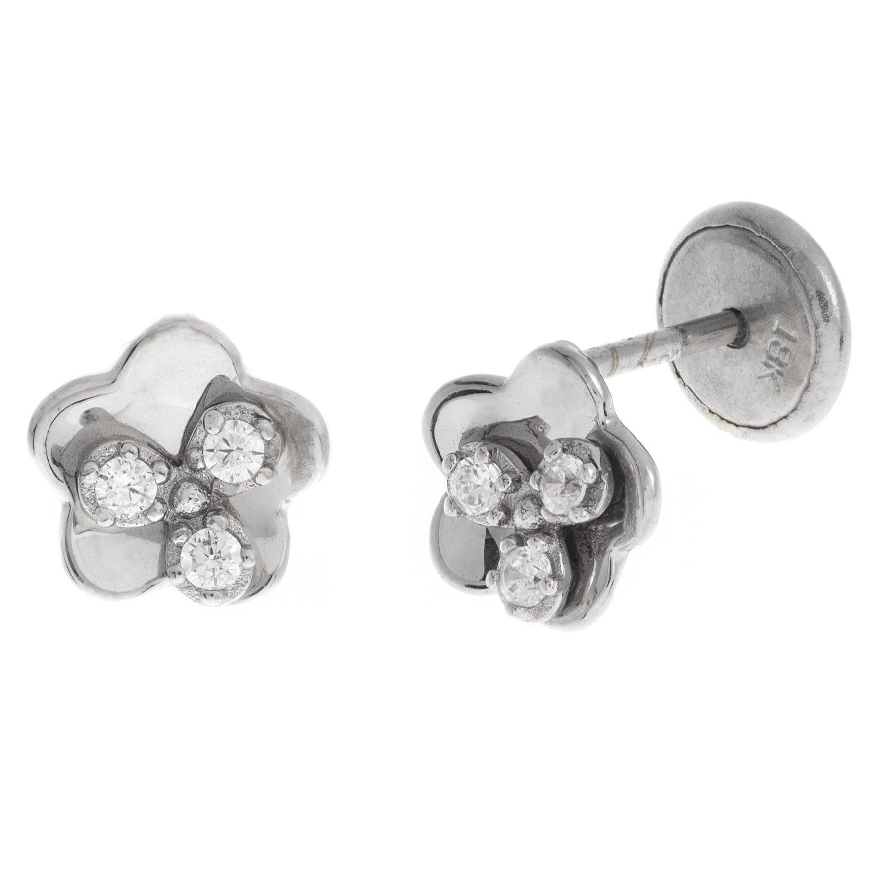 18ct White Gold Earrings set with Cubic Zirconia stones (0.8g) E-2964