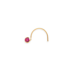 18ct Yellow Gold Wire Coil Nose Stud with Cubic Zirconia in a Rub Over (Bezel) Setting NS-2110 - Minar Jewellers