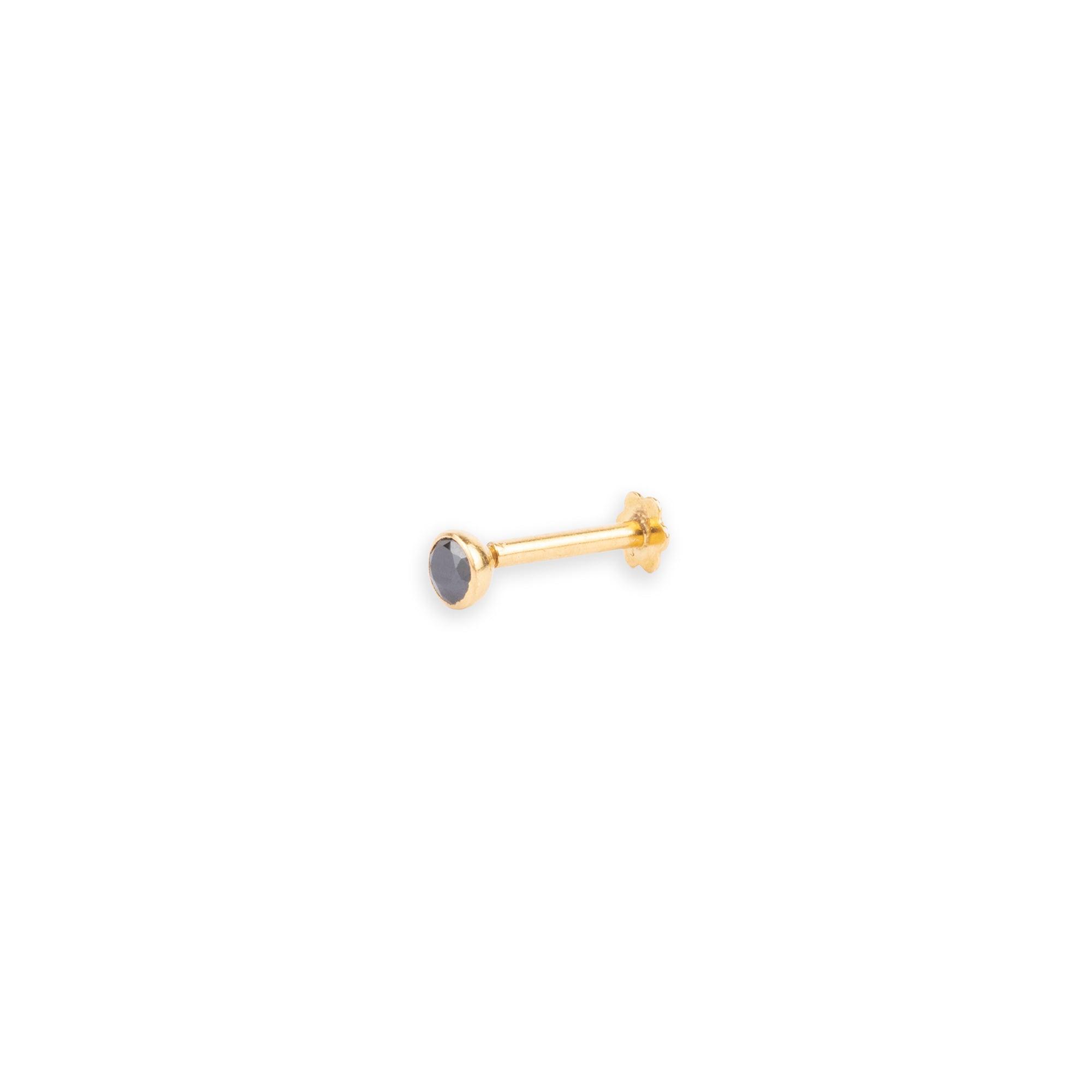 18ct Yellow Gold Screw Back Nose Stud with Cubic Zirconia in a Rub Over (Bezel) Setting NS-2880