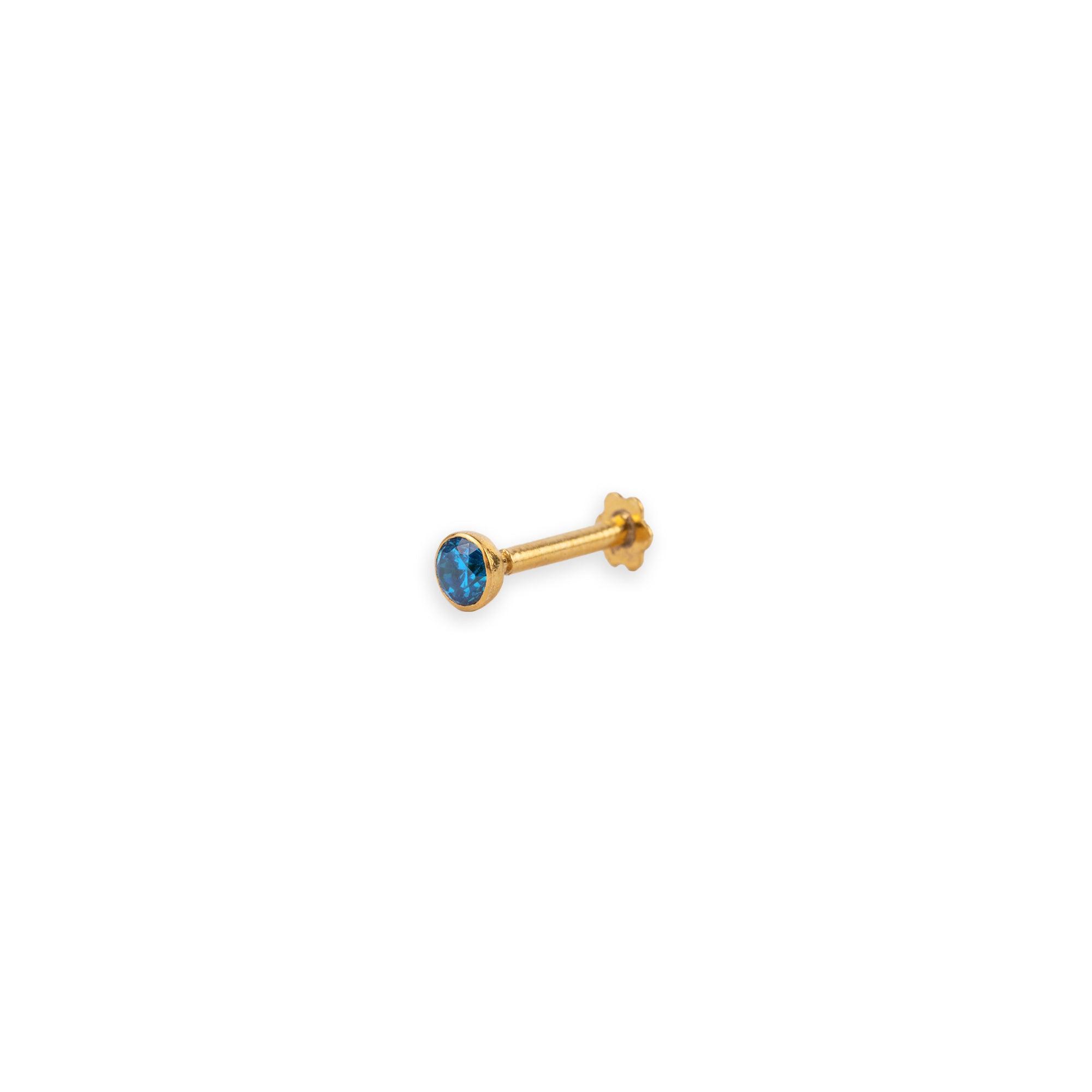 18ct Yellow Gold Screw Back Nose Stud with Cubic Zirconia in a Rub Over (Bezel) Setting NS-2880
