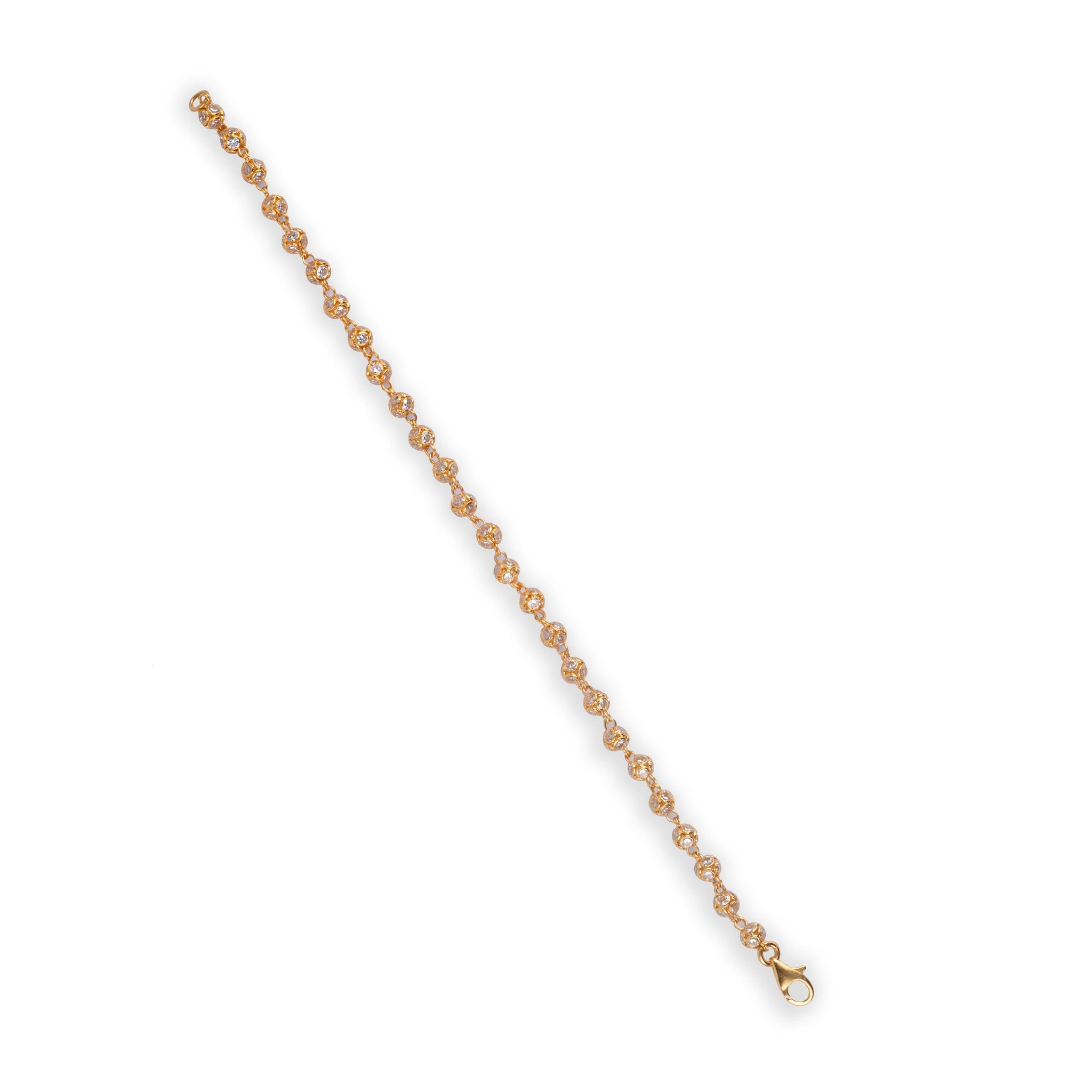 22ct Gold Beaded Bracelet with Cubic Zirconia Stones with Lobster Clasp (6.5g) LBR-7133