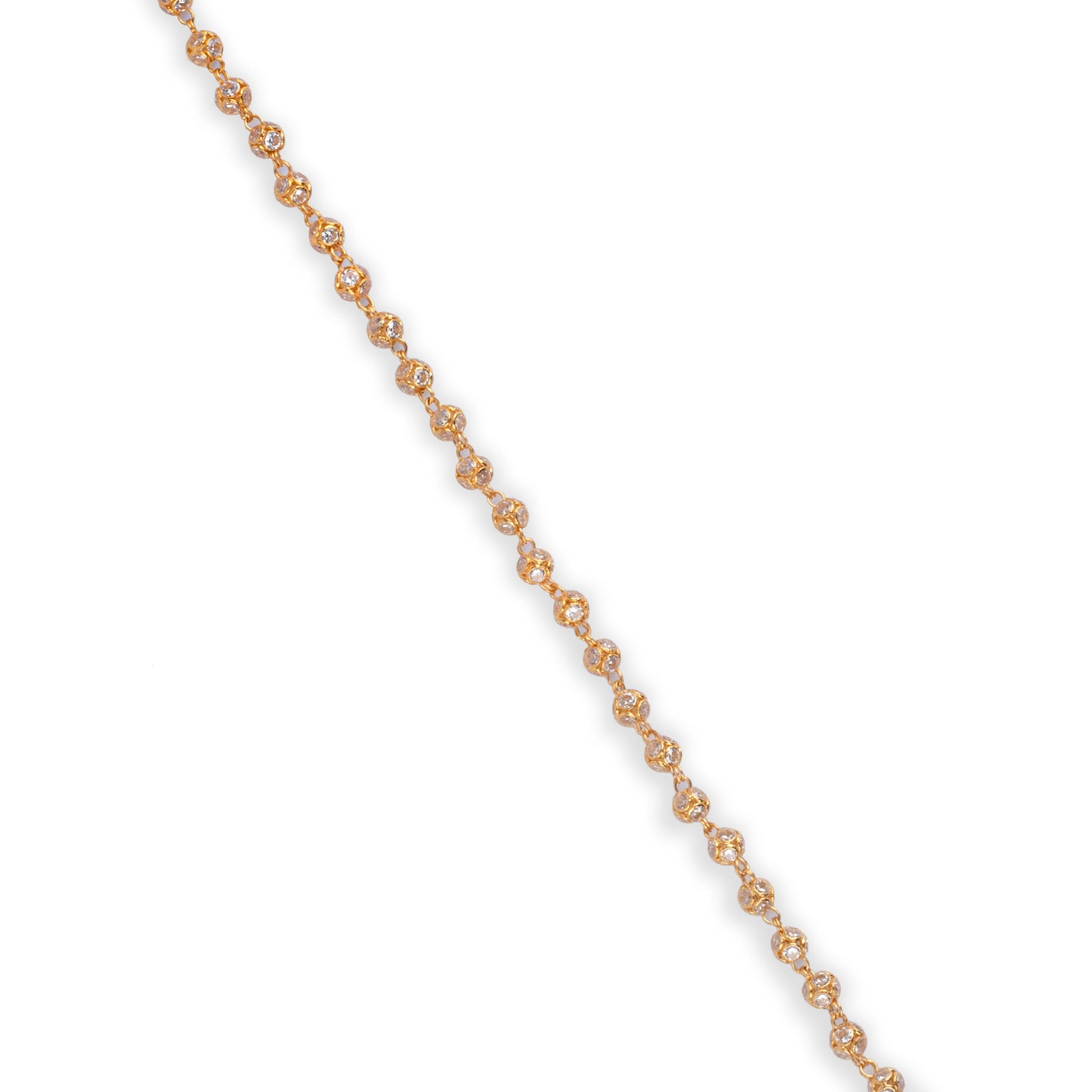 22ct Gold Beaded Bracelet with Cubic Zirconia Stones with Lobster Clasp (6.5g) LBR-7133 - Minar Jewellers