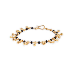 22ct Gold Black Bead and Gold Drops Children's Bracelets with Hook Clasp CBR-8269 - Minar Jewellers