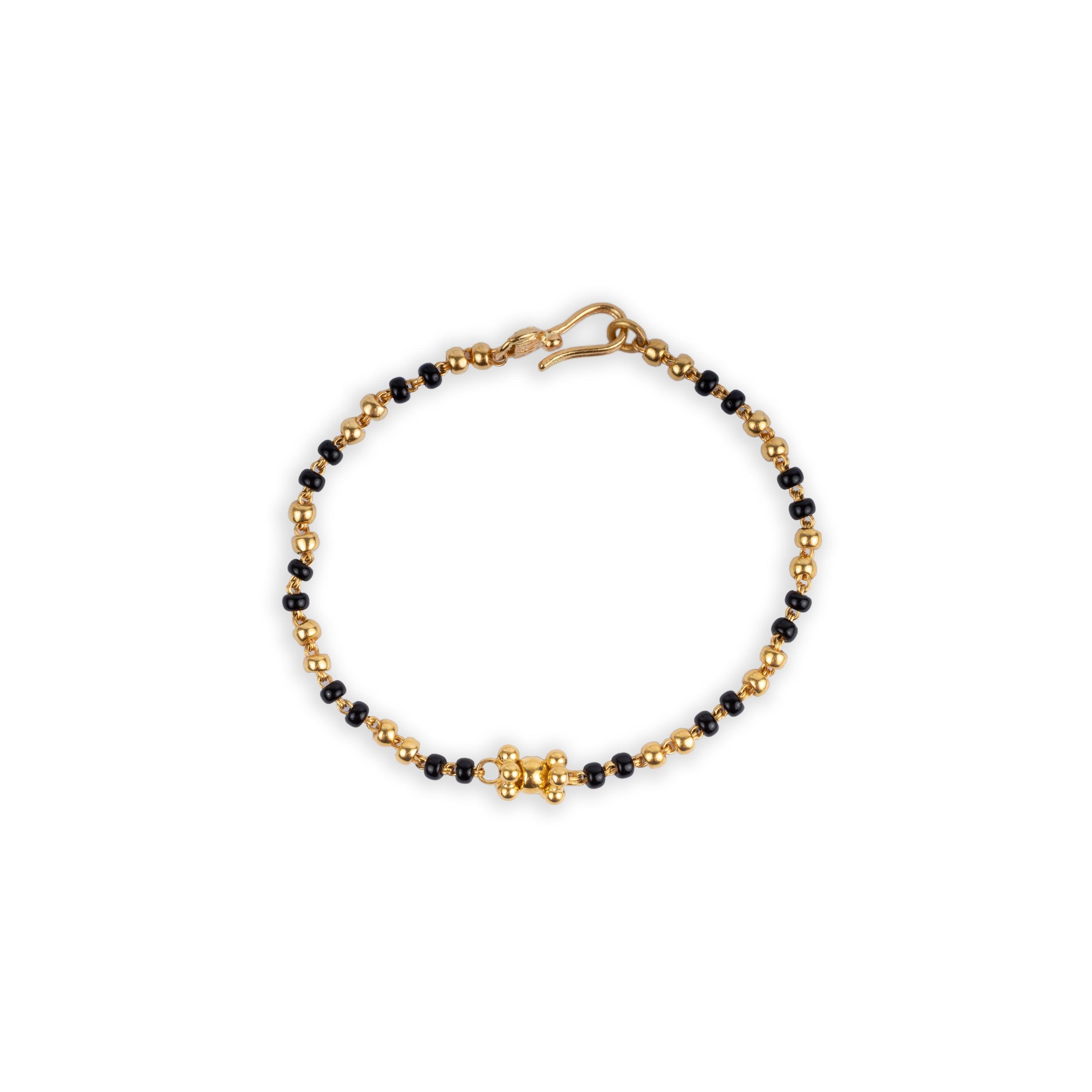 22ct Gold Black Bead Children's Bracelets CBR-8089 - Minar Jewellers