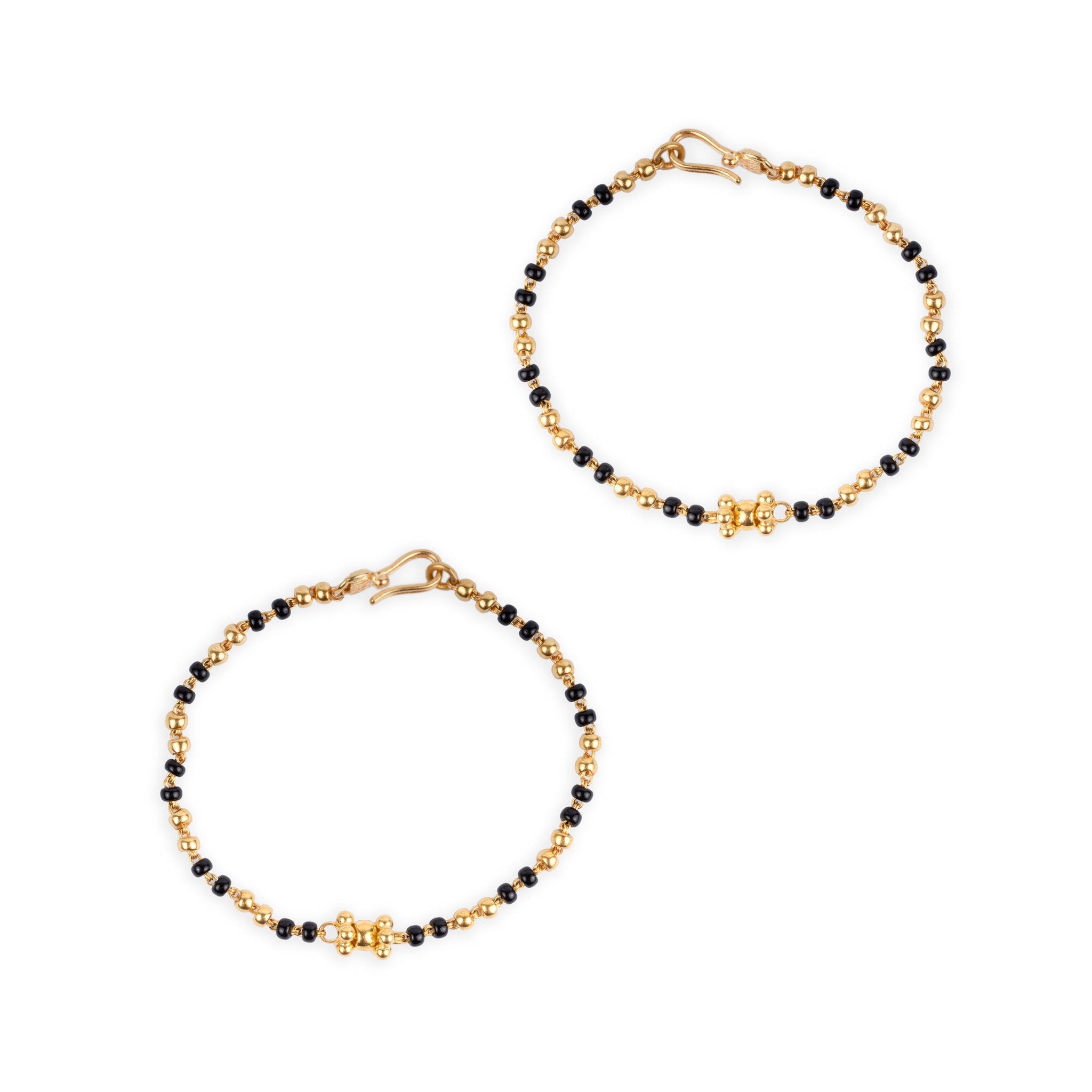 22ct Gold Black Bead Children's Bracelets CBR-8089