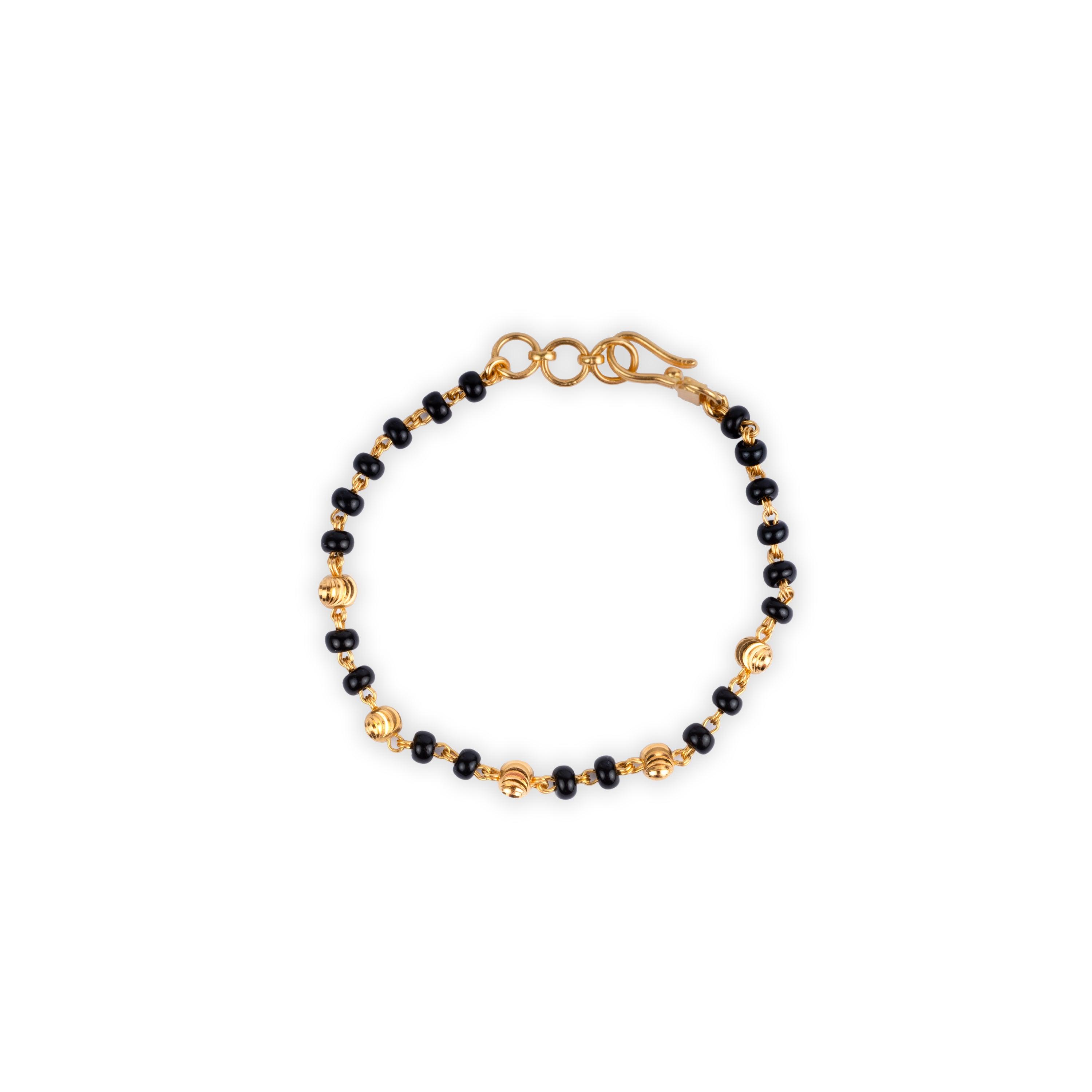 22ct Gold Black Bead Children's Bracelets with Hook Clasp CBR-8270 - Minar Jewellers