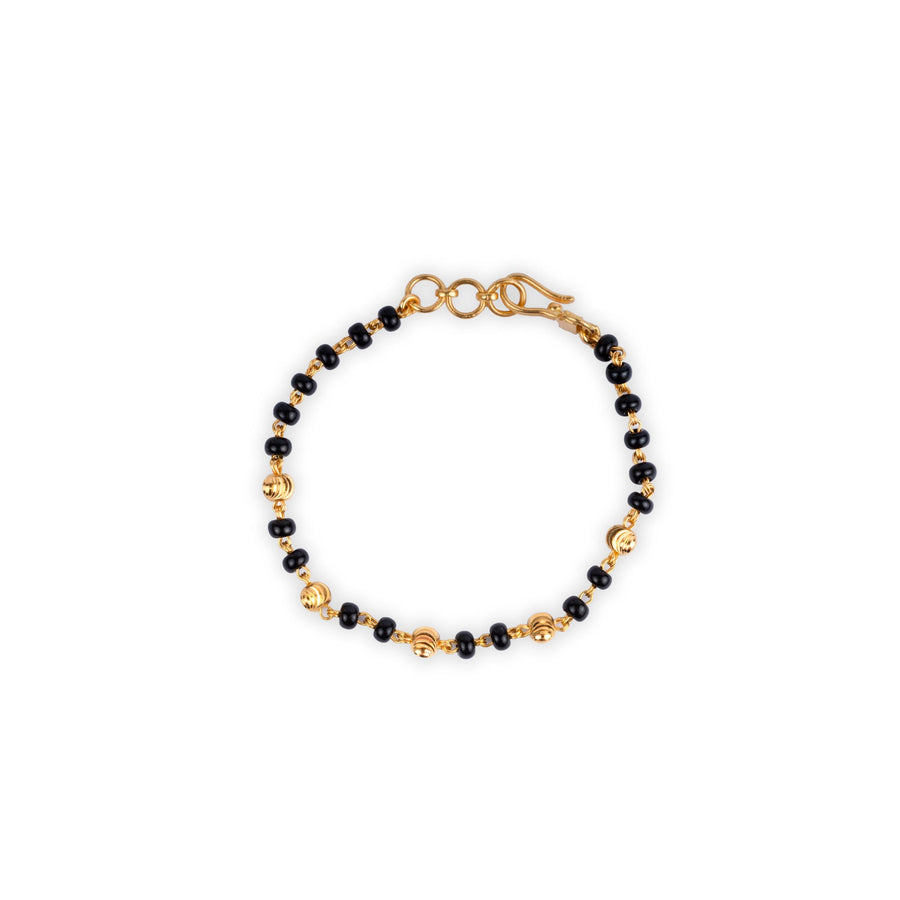 22ct Gold Black Bead Children's Bracelets with Hook Clasp CBR-8270