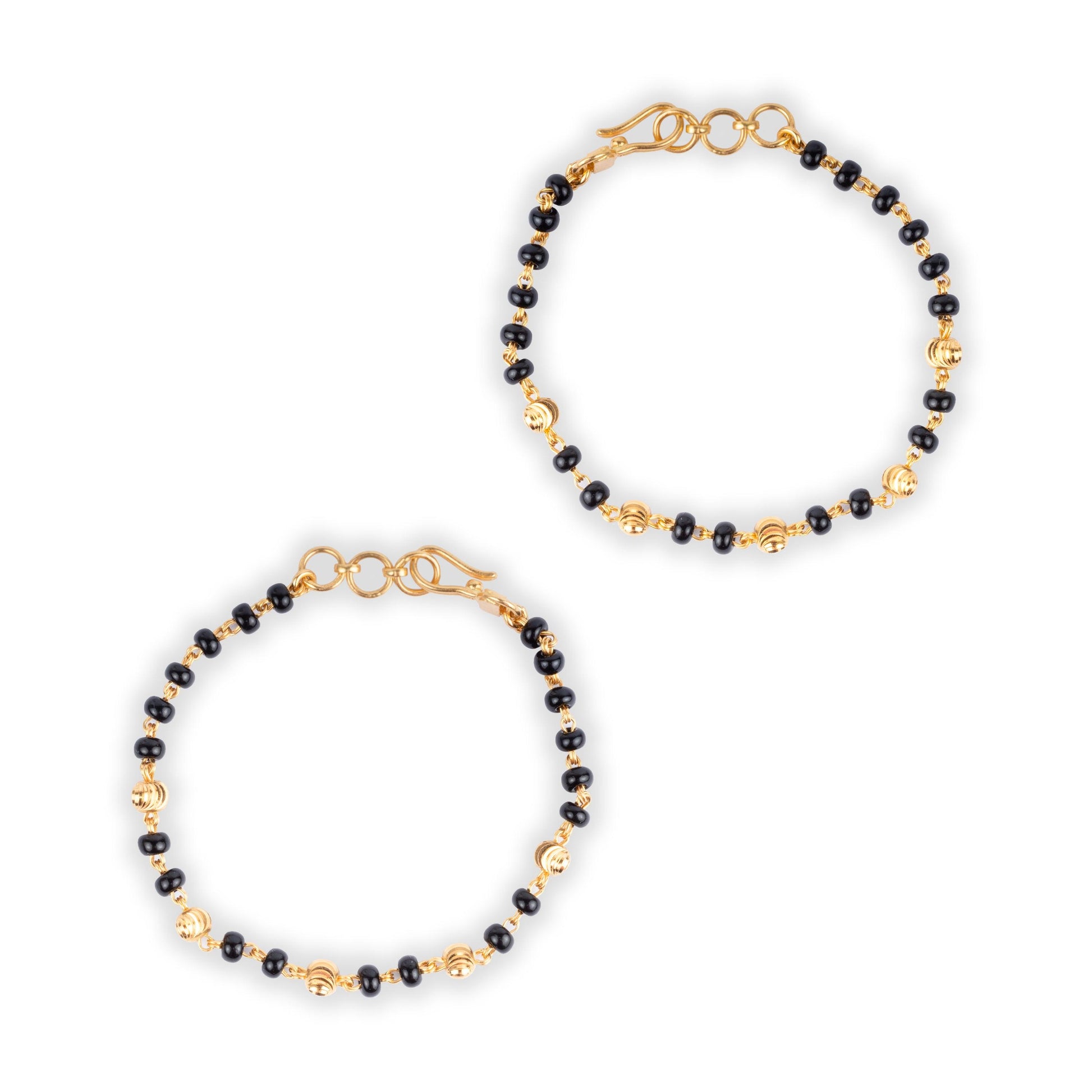 22ct Gold Black Bead Children's Bracelets with Hook Clasp CBR-8270 - Minar Jewellers