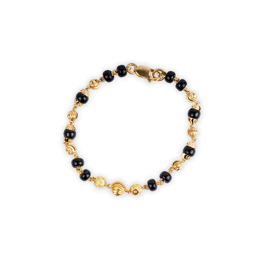 22ct Gold Black Bead Children's Bracelets with Lobster Clasp CBR-8095