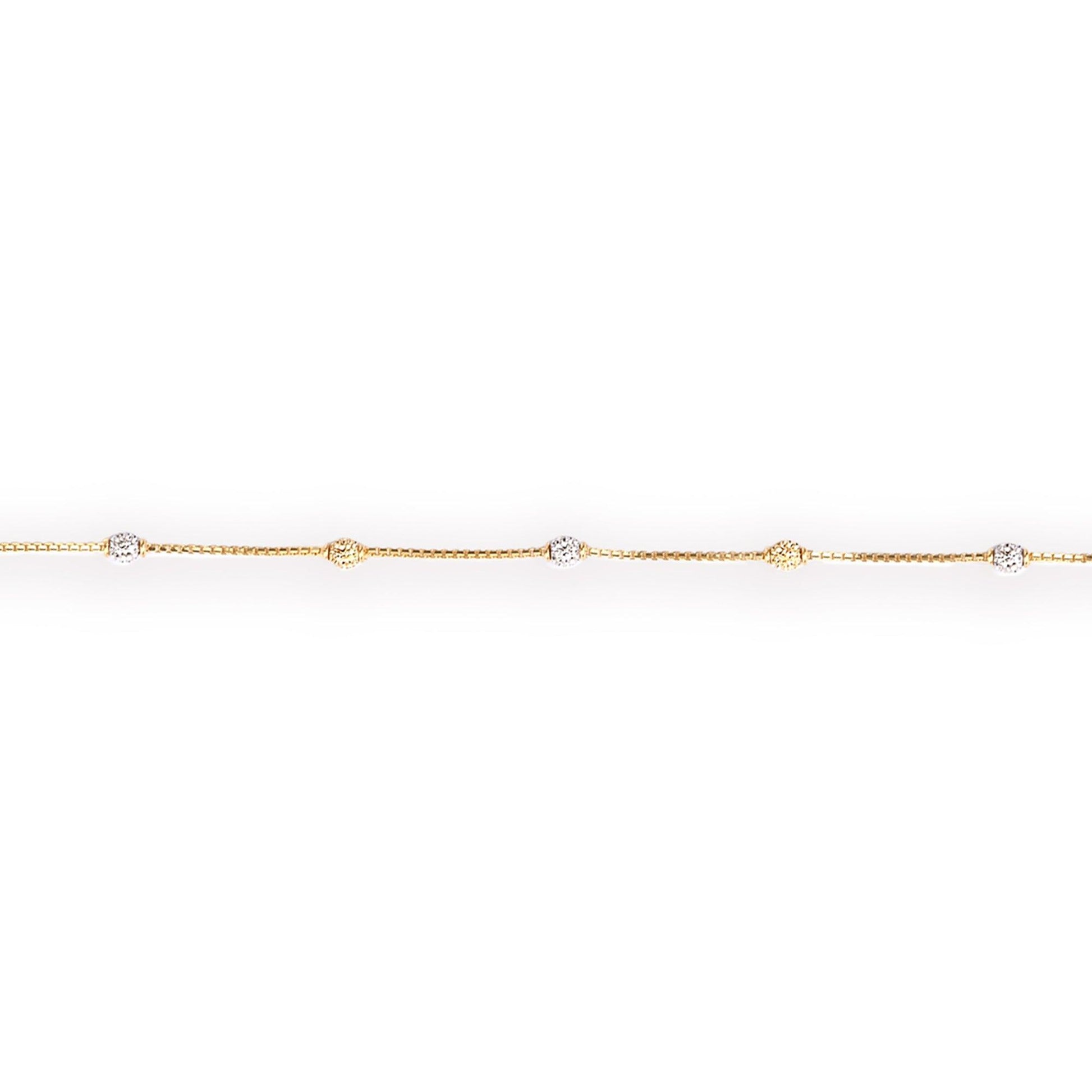 22ct Gold Box Chain Bracelet with Plain Gold and Rhodium Diamond Cut Gold Beads and Hook Clasp (3.2g) LBR-8479Rb - Minar Jewellers
