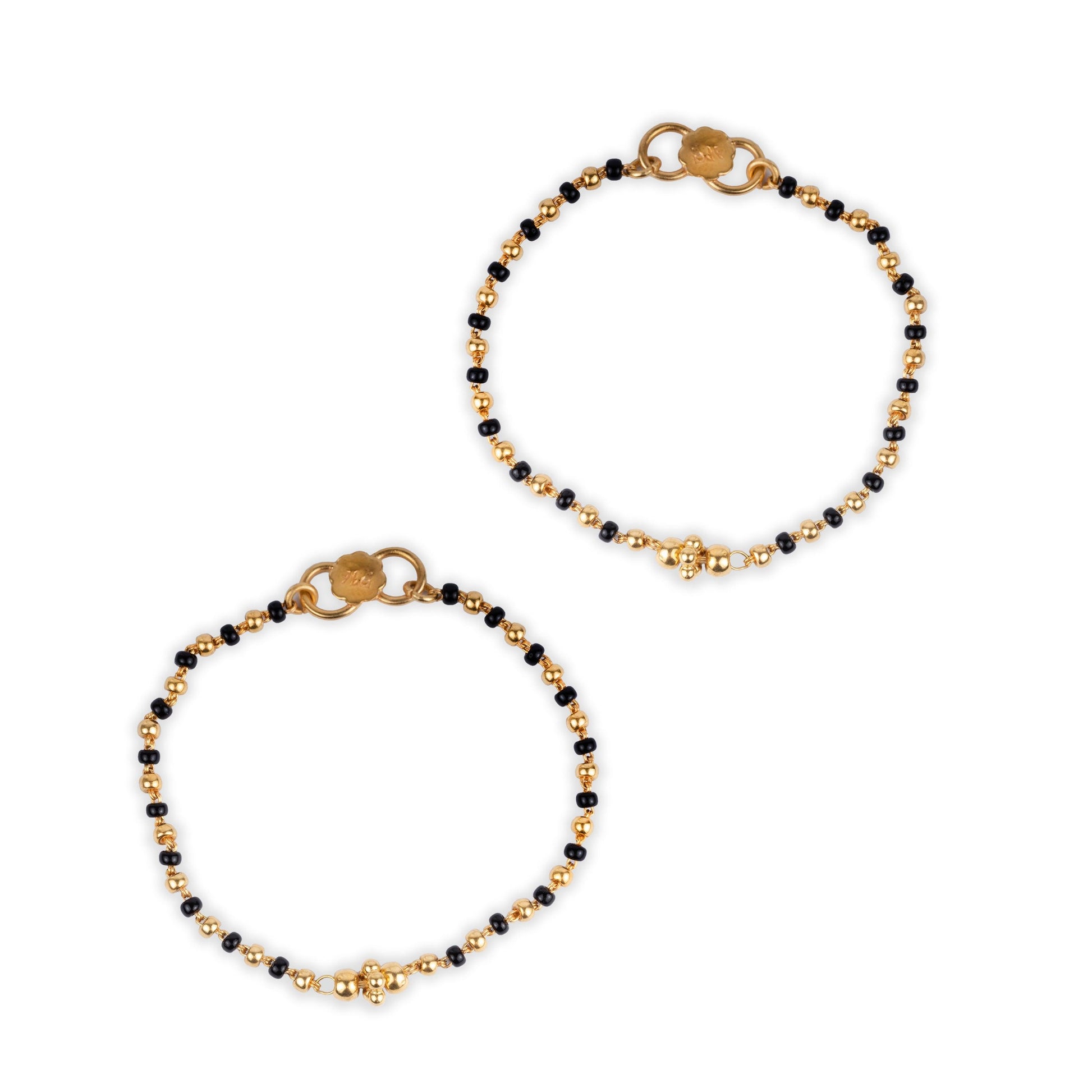 22ct Gold Children's Bracelets with Black Beads CBR-7834 - Minar Jewellers