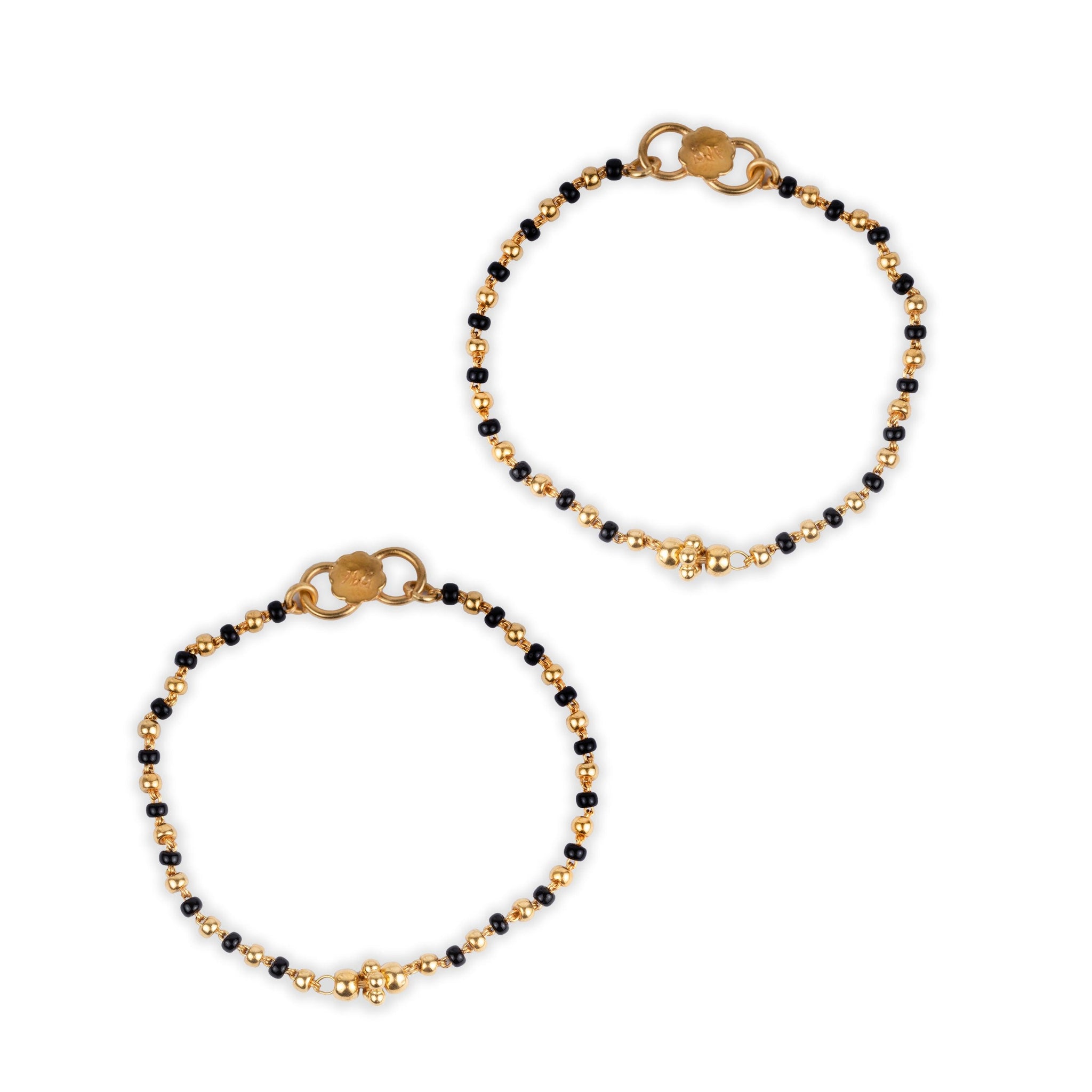 22ct Gold Children's Bracelets with Black Beads CBR-7834