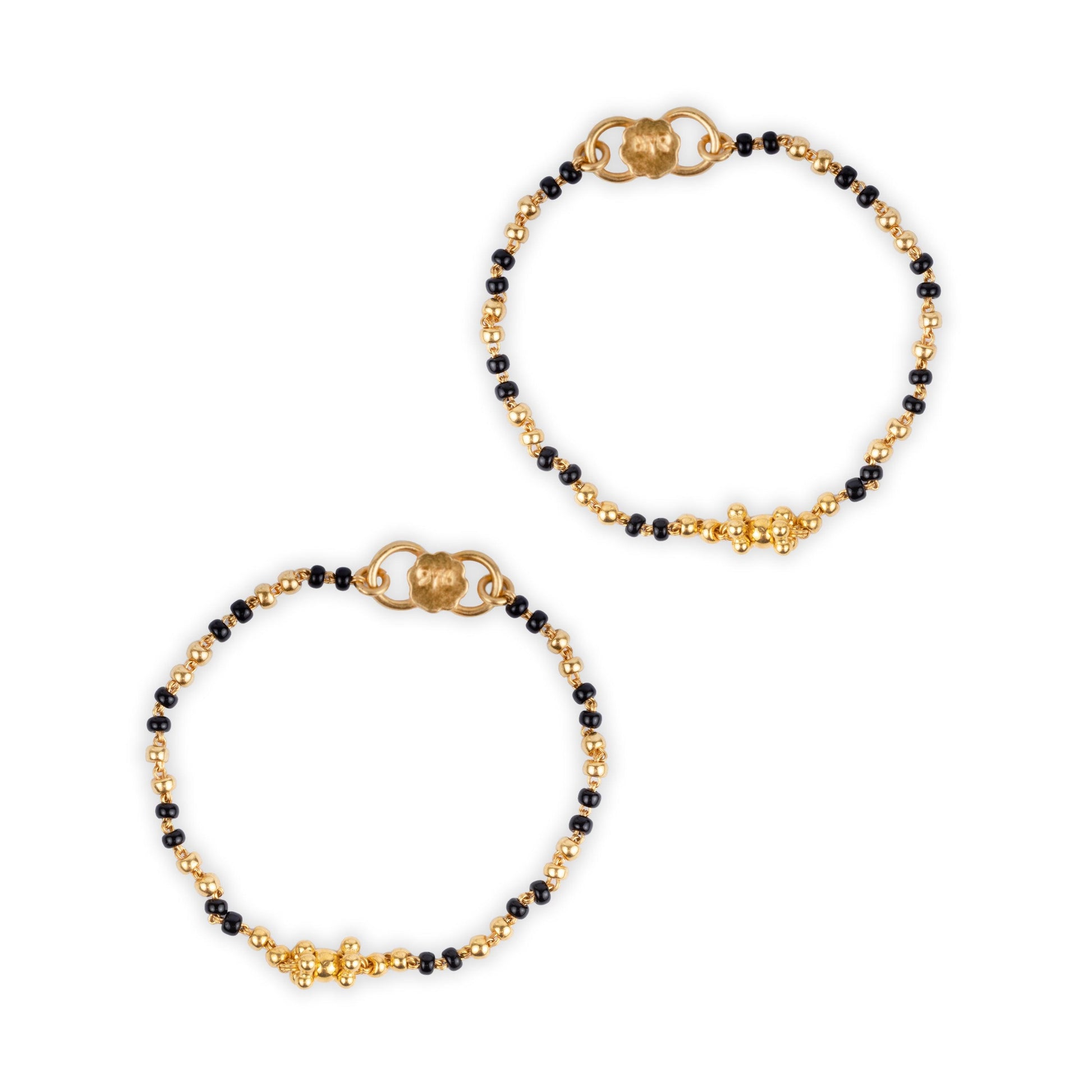 22ct Gold Children's Bracelets with Black Beads CBR-7836 - Minar Jewellers