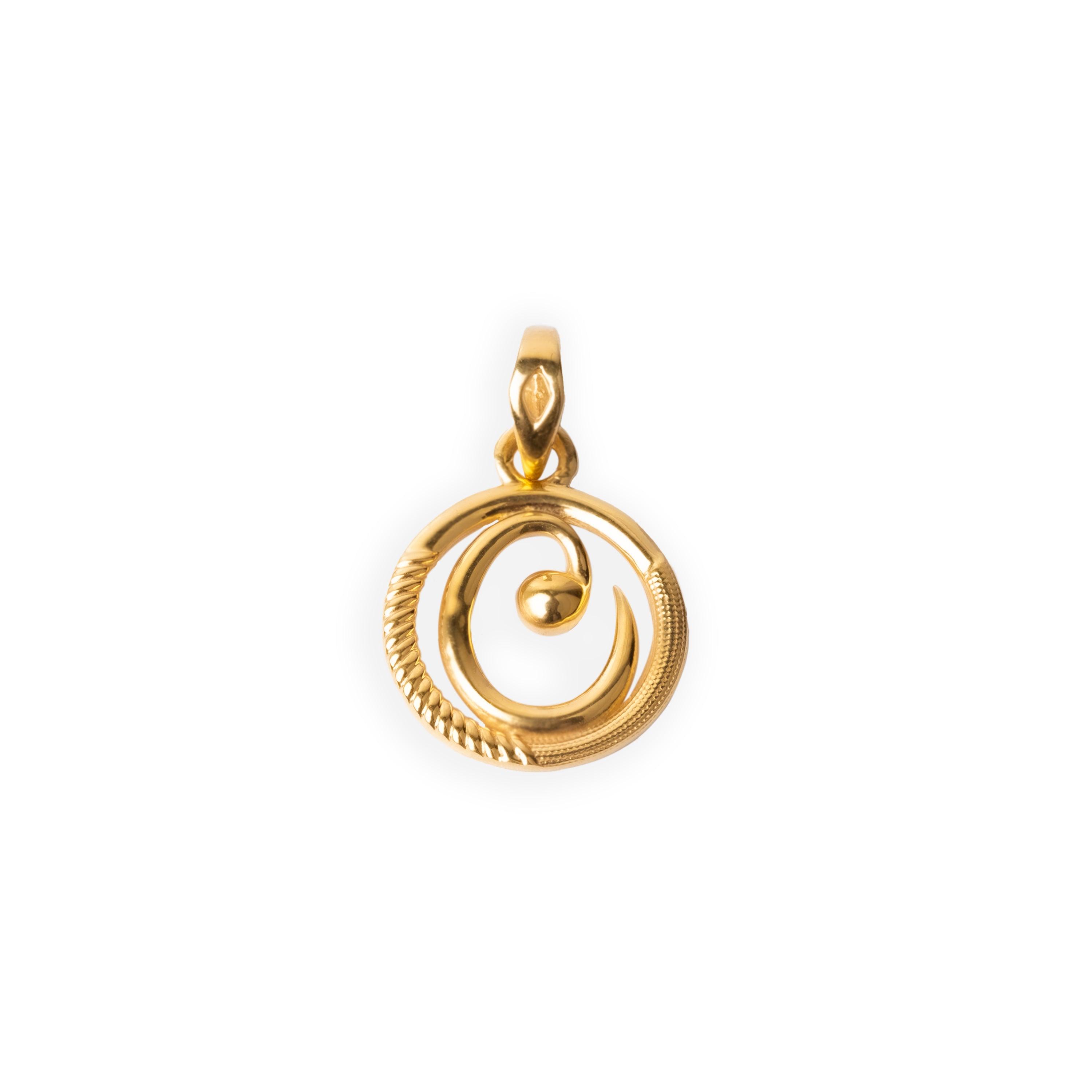 'C' 22ct Gold Circle Initial Pendant P-7034-C - Minar Jewellers