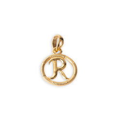 'R' 22ct Gold Circle Initial Pendant P-7034-R - Minar Jewellers