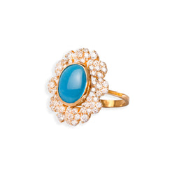 22ct Gold Cubic Zirconia and Turquoise Dress Ring (7.5g) LR-6551 - Minar Jewellers
