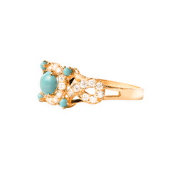 22ct Gold Cubic Zirconia and Turquoise Dress Ring (2.7g) LR-6552 - Minar Jewellers
