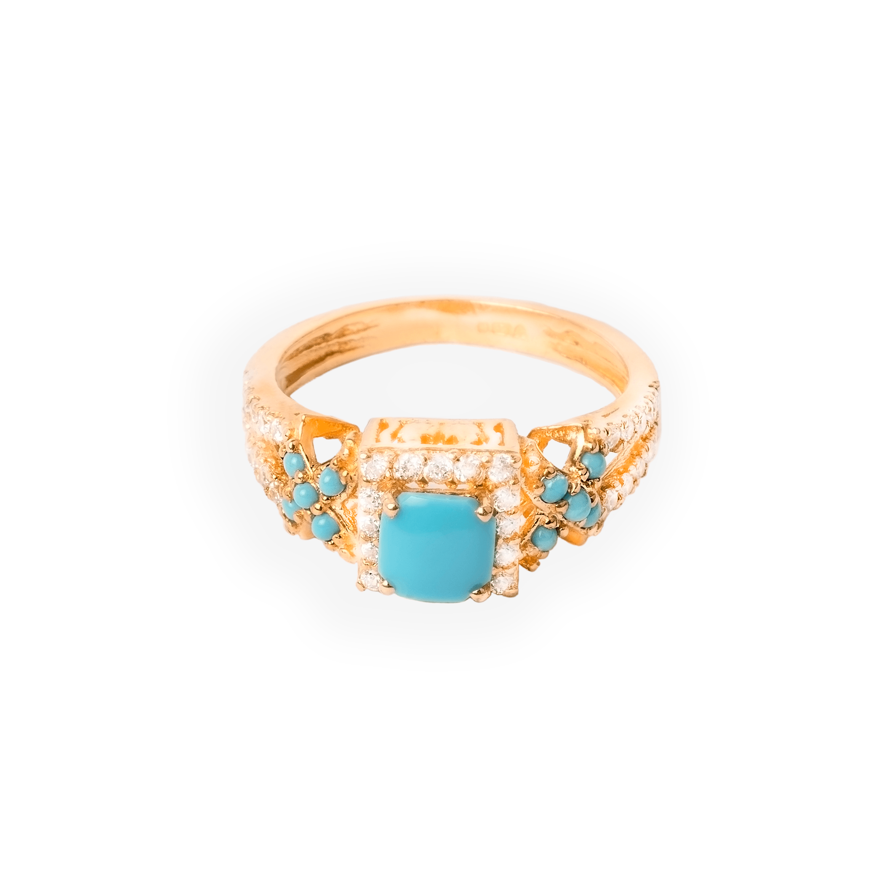 22ct Gold Cubic Zirconia and Turquoise Dress Ring (4.4g) LR-6554 - Minar Jewellers
