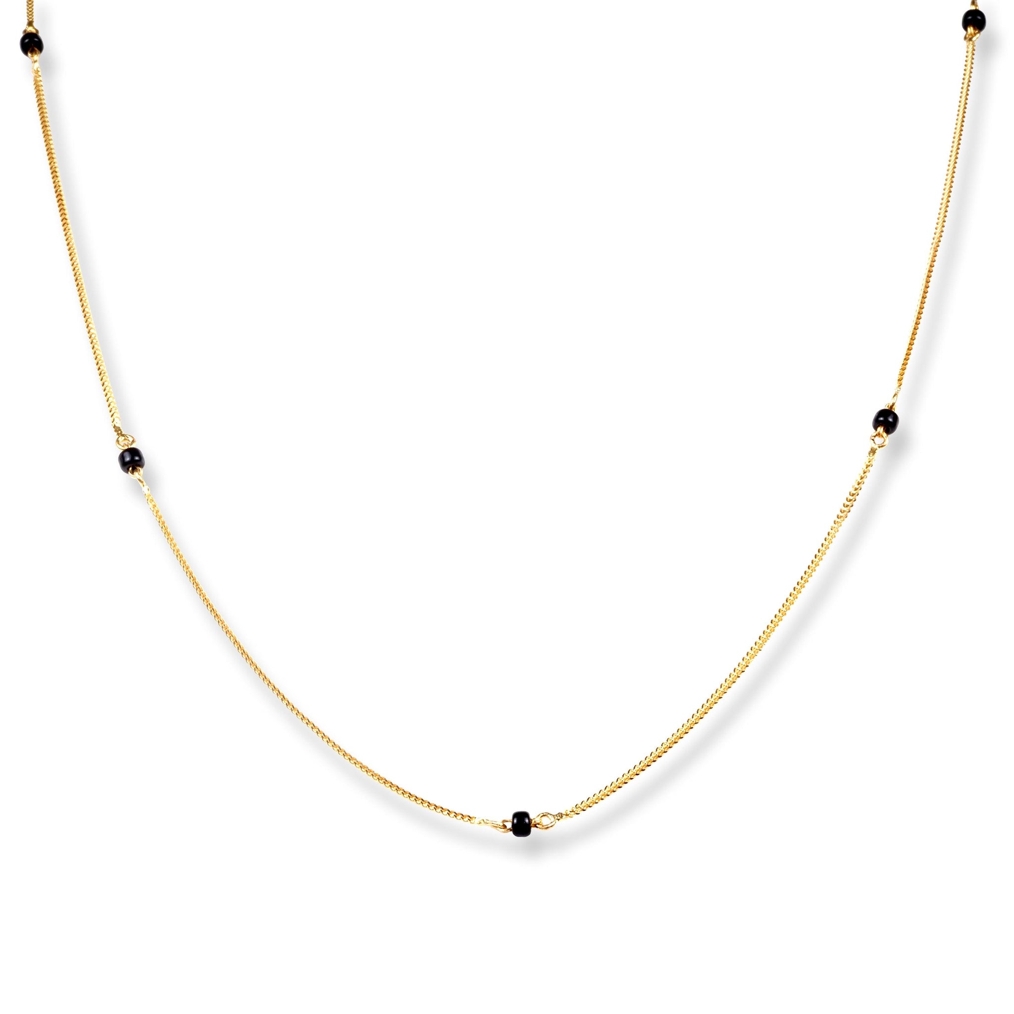 22ct Gold Foxtail Chain with Single Black Beads at Intervals with Lobster Clasp C-7144