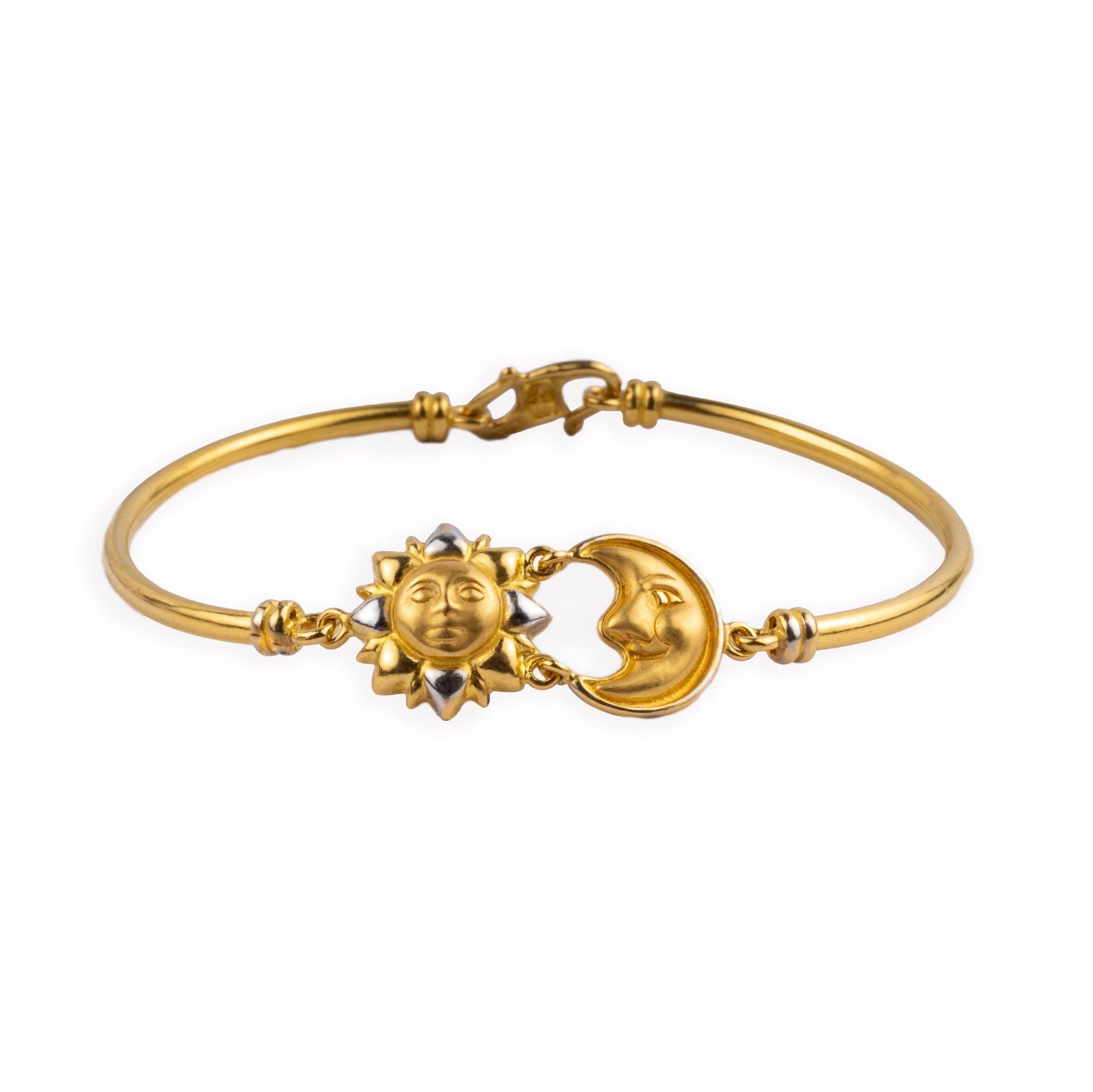 22ct Gold Hand Finished Sun & Moon Children's Bracelet with Rhodium Plating and S Clasp CBR-1389 - Minar Jewellers