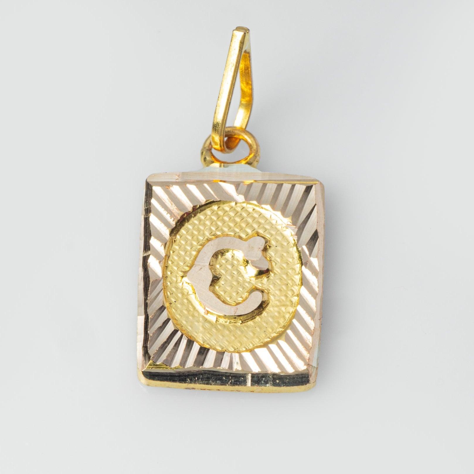 'C' 22ct Gold Initial Pendant P-7495-C - Minar Jewellers