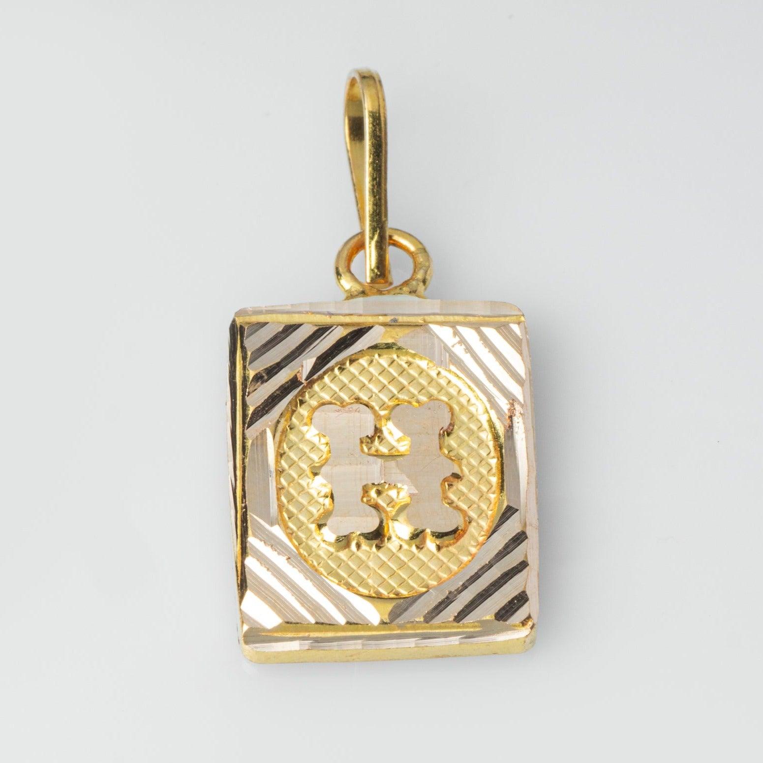 'H' 22ct Gold Initial Pendant P-7495-H - Minar Jewellers